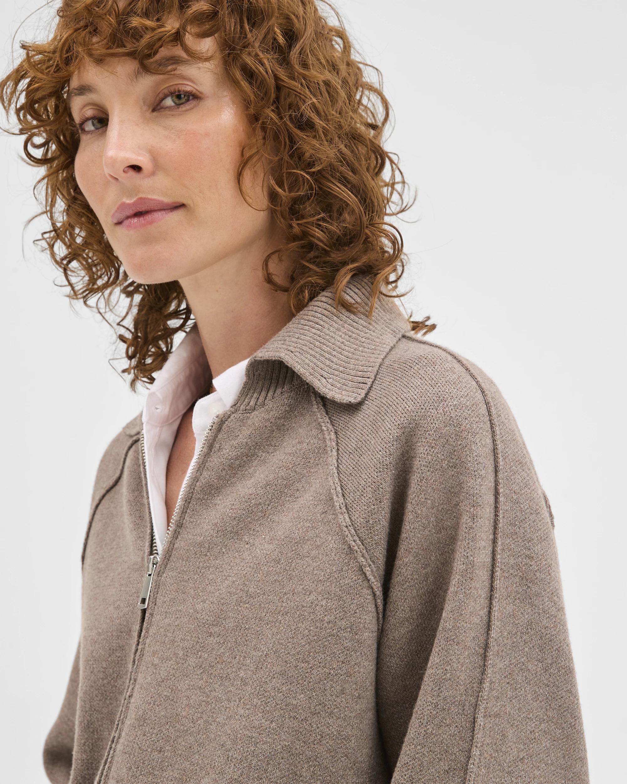 6 Target Woman Zip Through Knit Bomber Cardigan TAUPE MARLE, 6 of 7