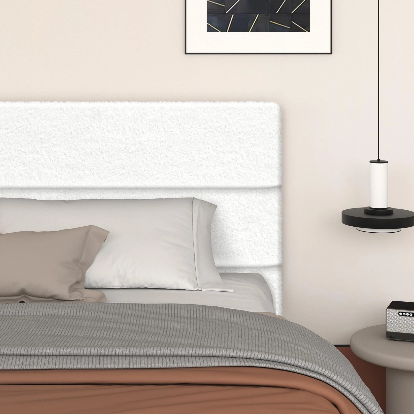 4 Alfordson Bed Frame King Size Platform RGB LED Gas Lift Base Storage Boucle - White, 4 of 10