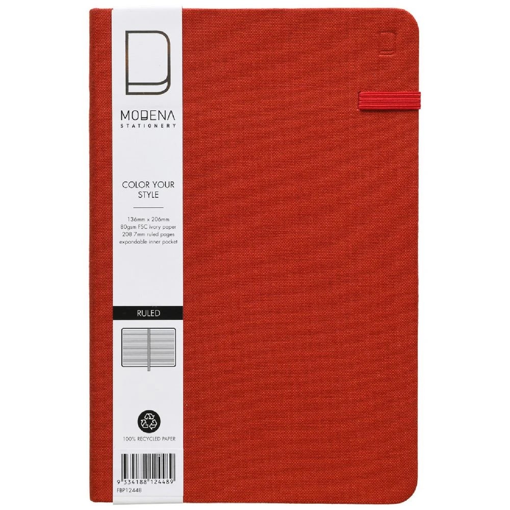 1 Modena A5 Linen Ruled Notebook Orange, 1 of 5