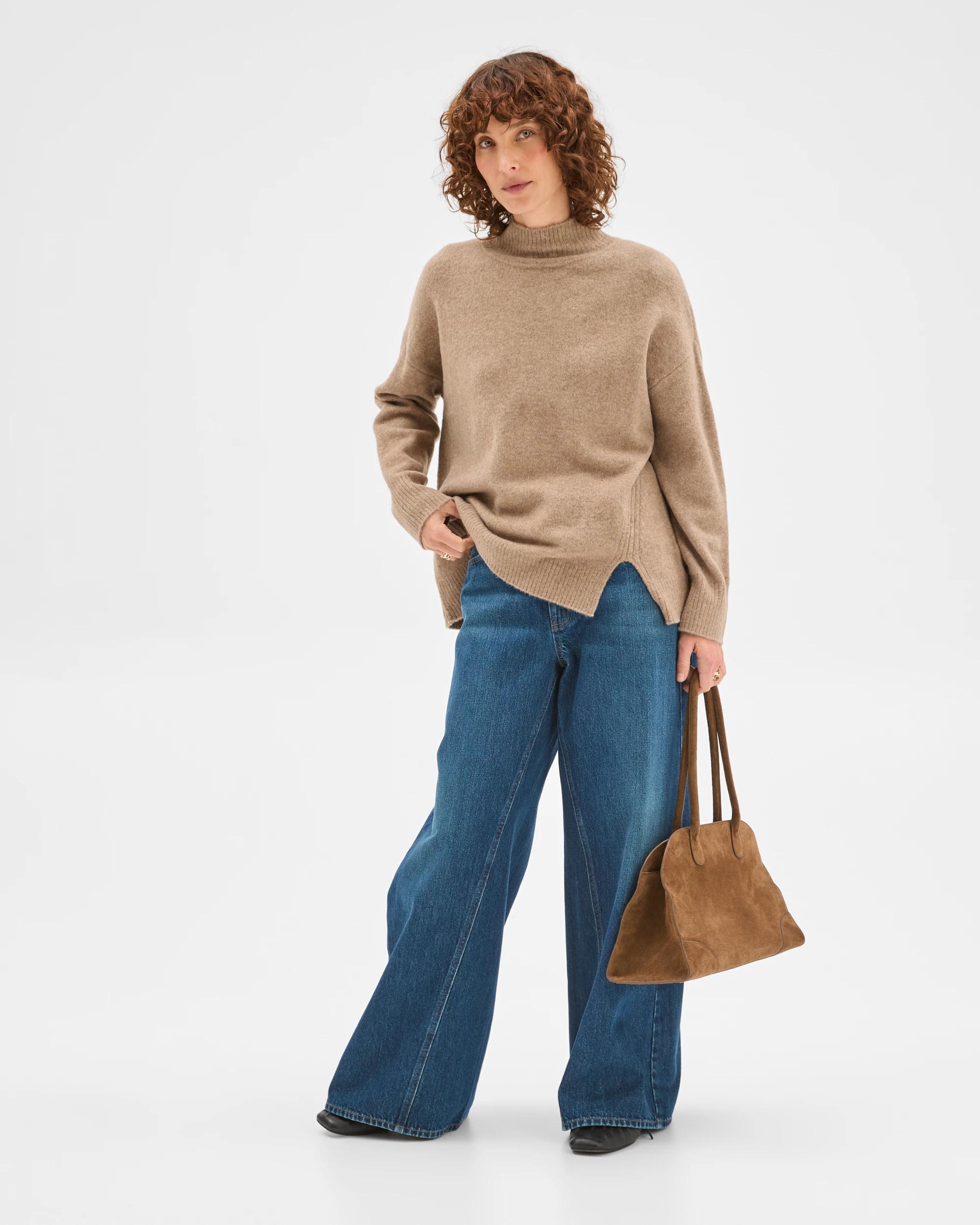 3 Target Woman Super Soft Mock Neck Jumper DARK FAWN MARLE, 3 of 7