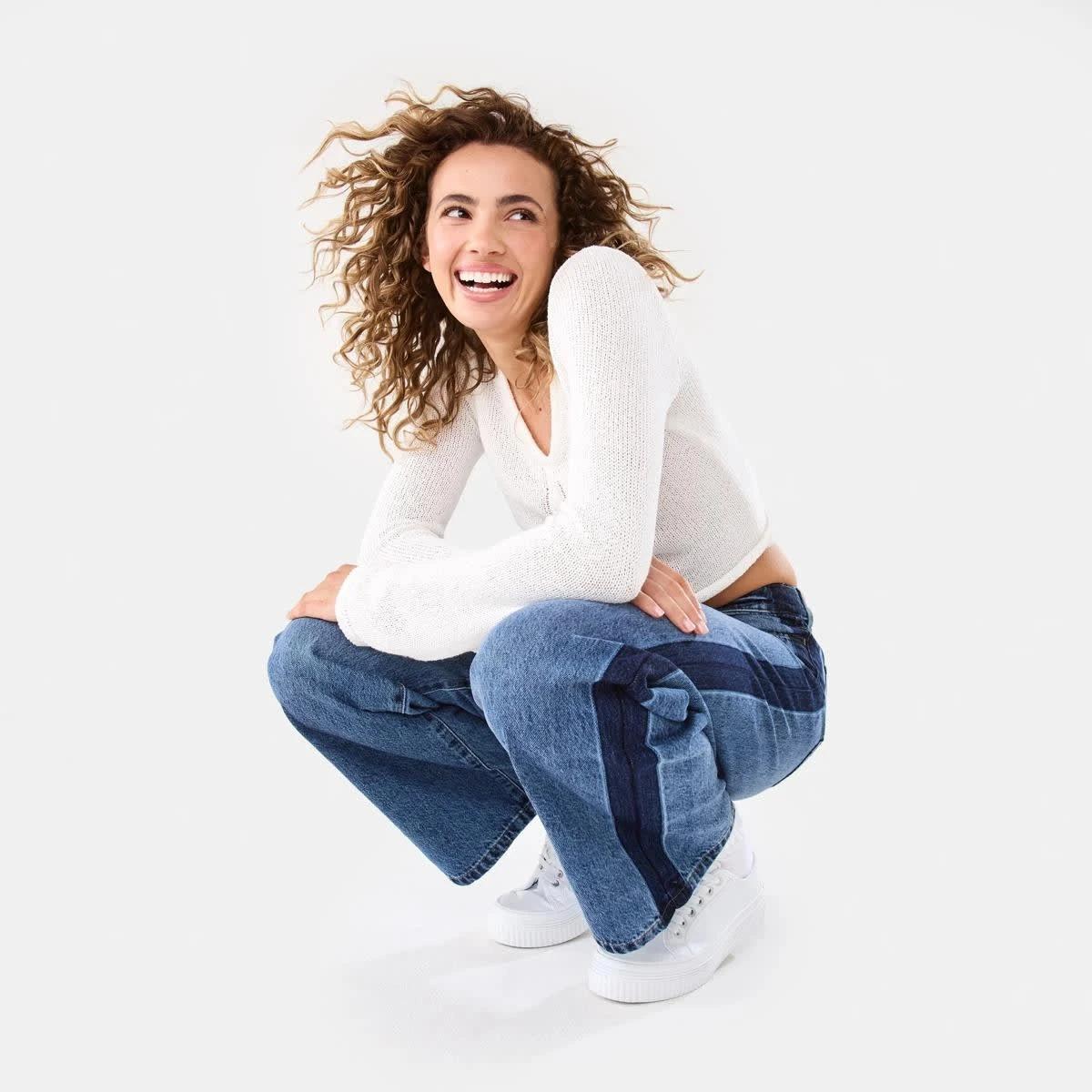 10 Side Stripe Wide Leg Jeans MID WASH, 10 of 10