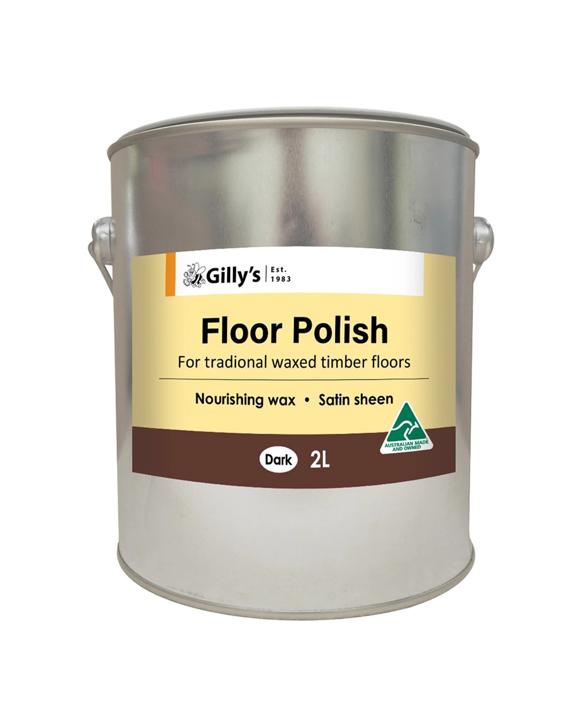 1 Gillys Dark Beeswax Based Floor Polish For Waxed Timber 2L Satin Finish - Black, 1 of 1