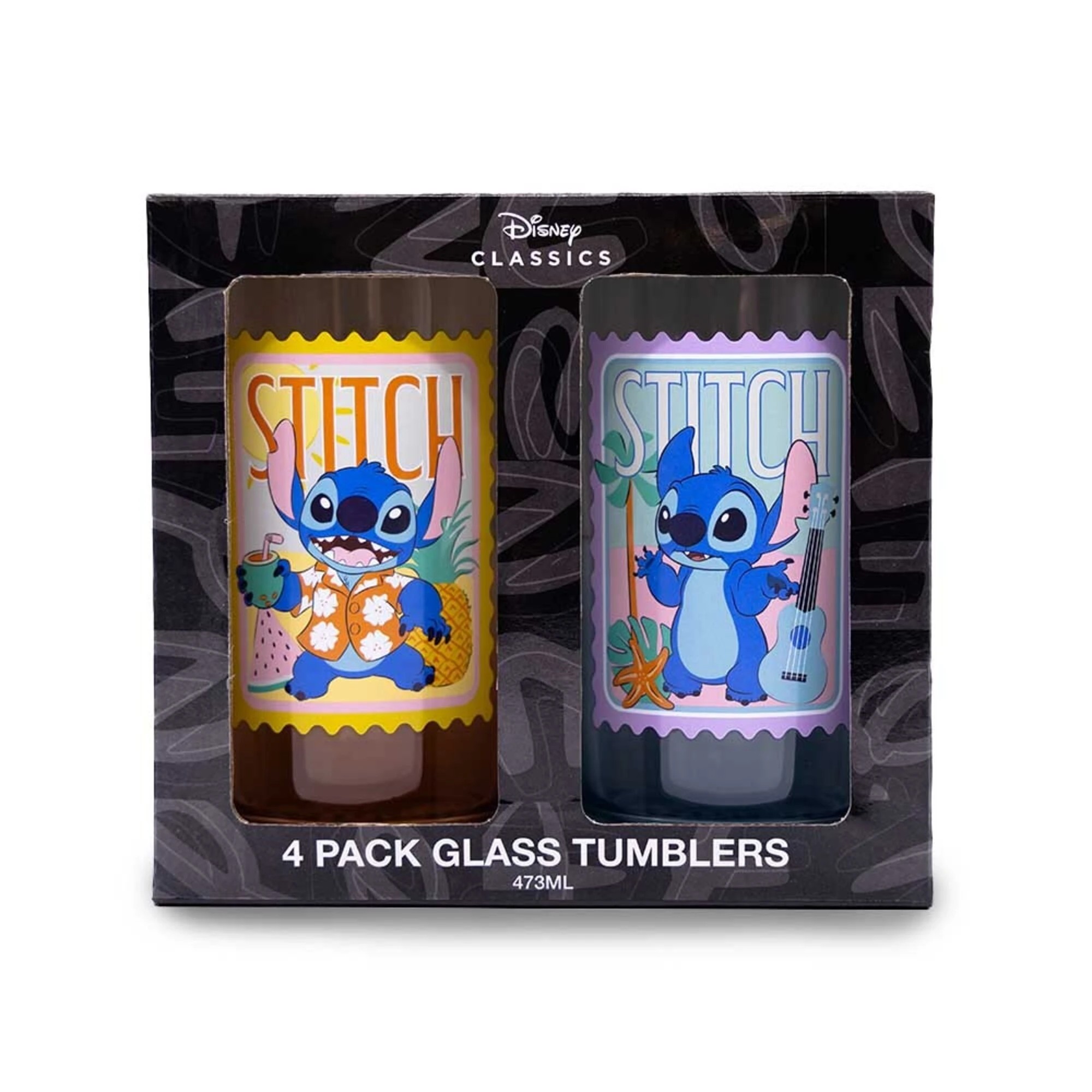 2 Disney - Lilo & Stitch - Stitch Postal Stamps Glass 4-Pack, 2 of 4