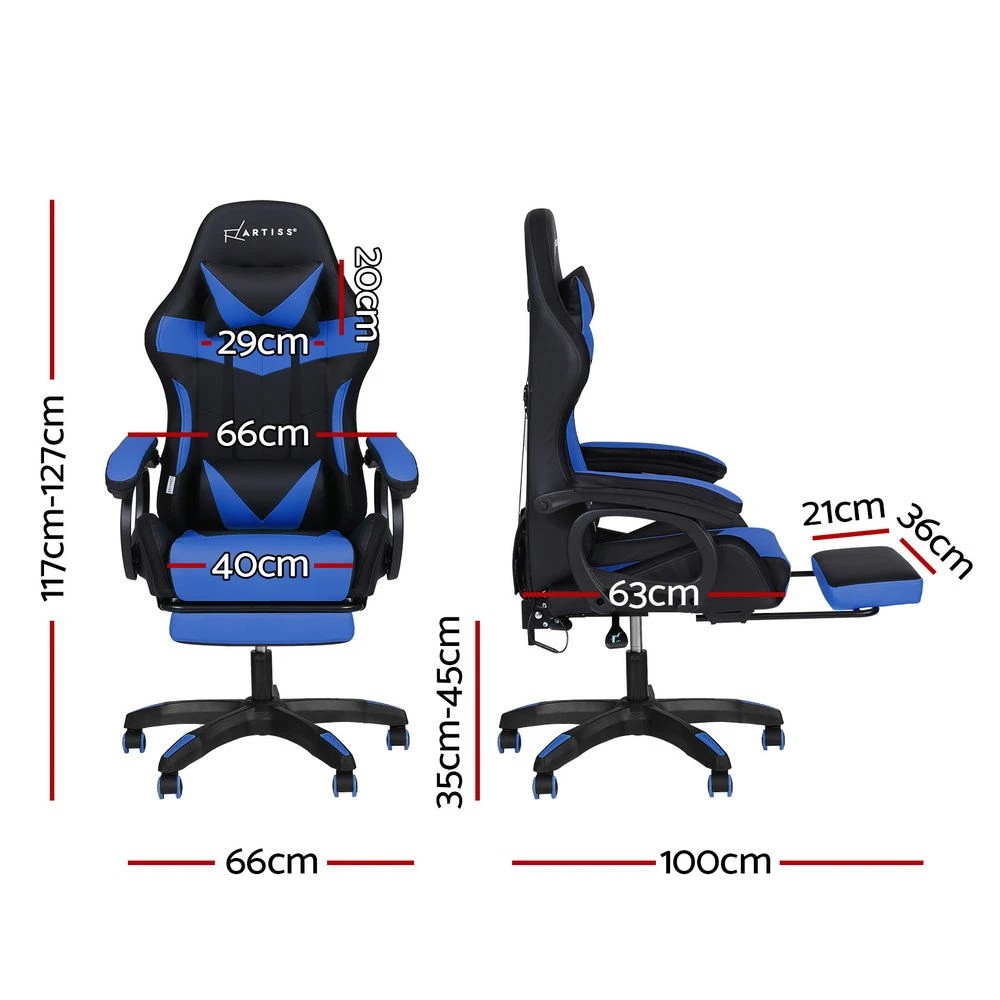 2 Artiss Gaming Office Chair 12 RGB LED Massage Computer Work Seat Footrest - Multi, 2 of 7