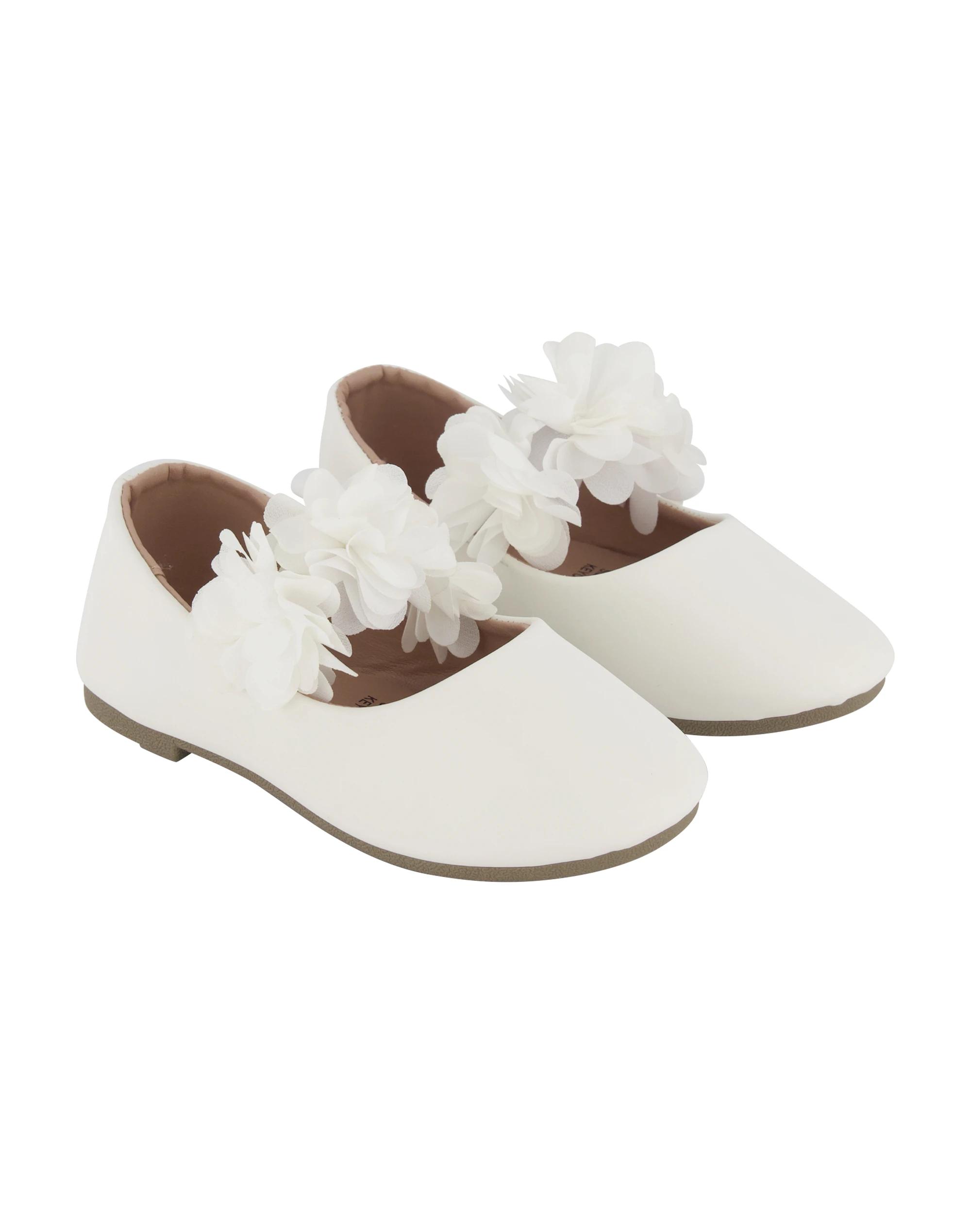 4 Junior Floral Flats White, 4 of 5