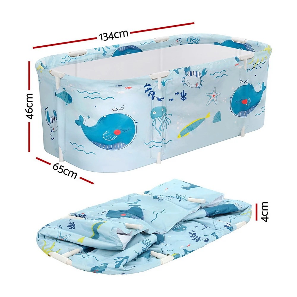 2 Weisshorn Foldable Bathtub PVC Spa Bucket Inflatable Cushion 134x65cm - Blue, 2 of 5