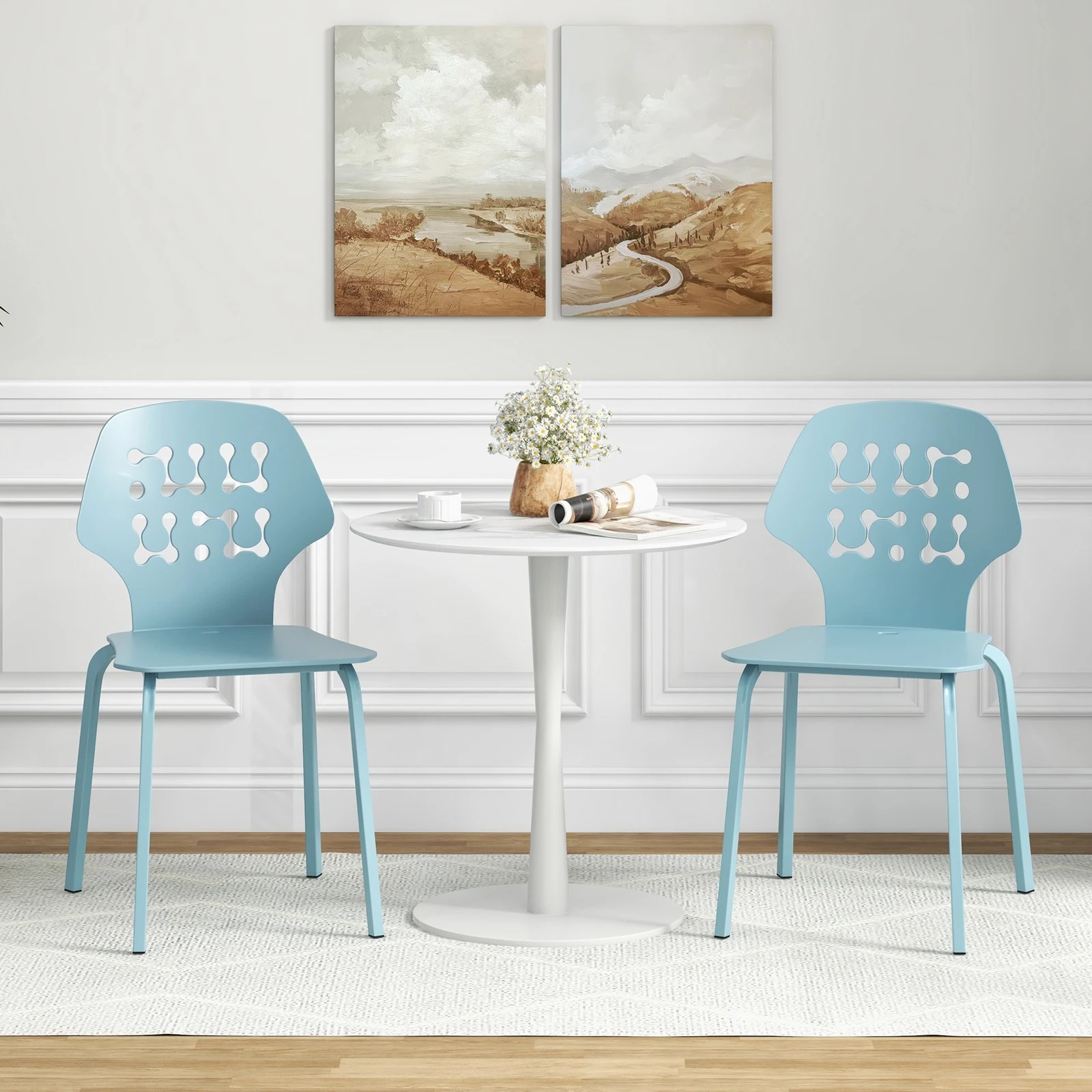 3 Costway 4x Metal Dining Chairs Kitchen Guest Chair w/Metal Legs, 3 of 4
