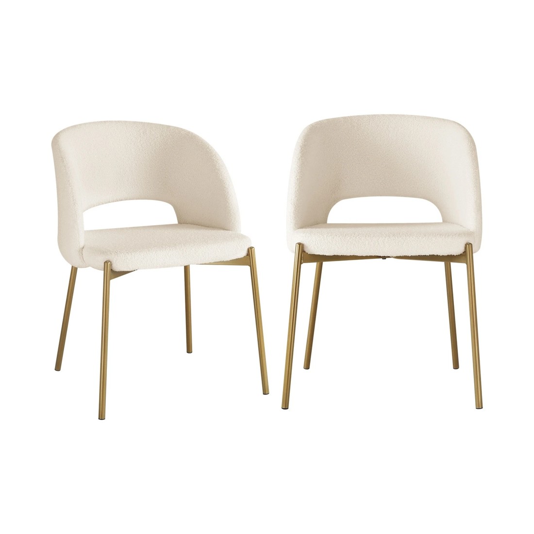 6 Oikiture 2x Dining Chair Sherpa Accent Chairs Tub Armchairs Gold Metal Legs
 - White, 6 of 10