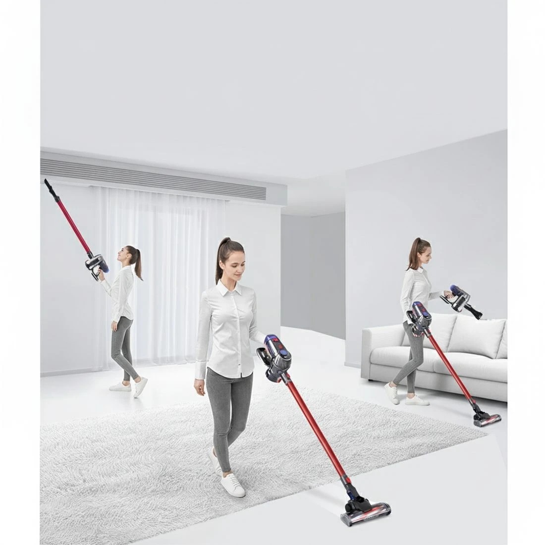 5 Devanti Stick Vacuum Cleaner HEPA Filter  150W - Red, 5 of 5