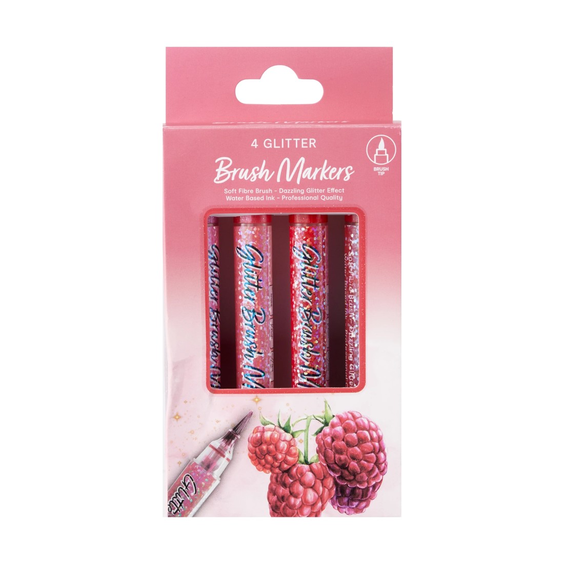 1 4 Pack Glitter Brush Markers - Pink, 1 of 5