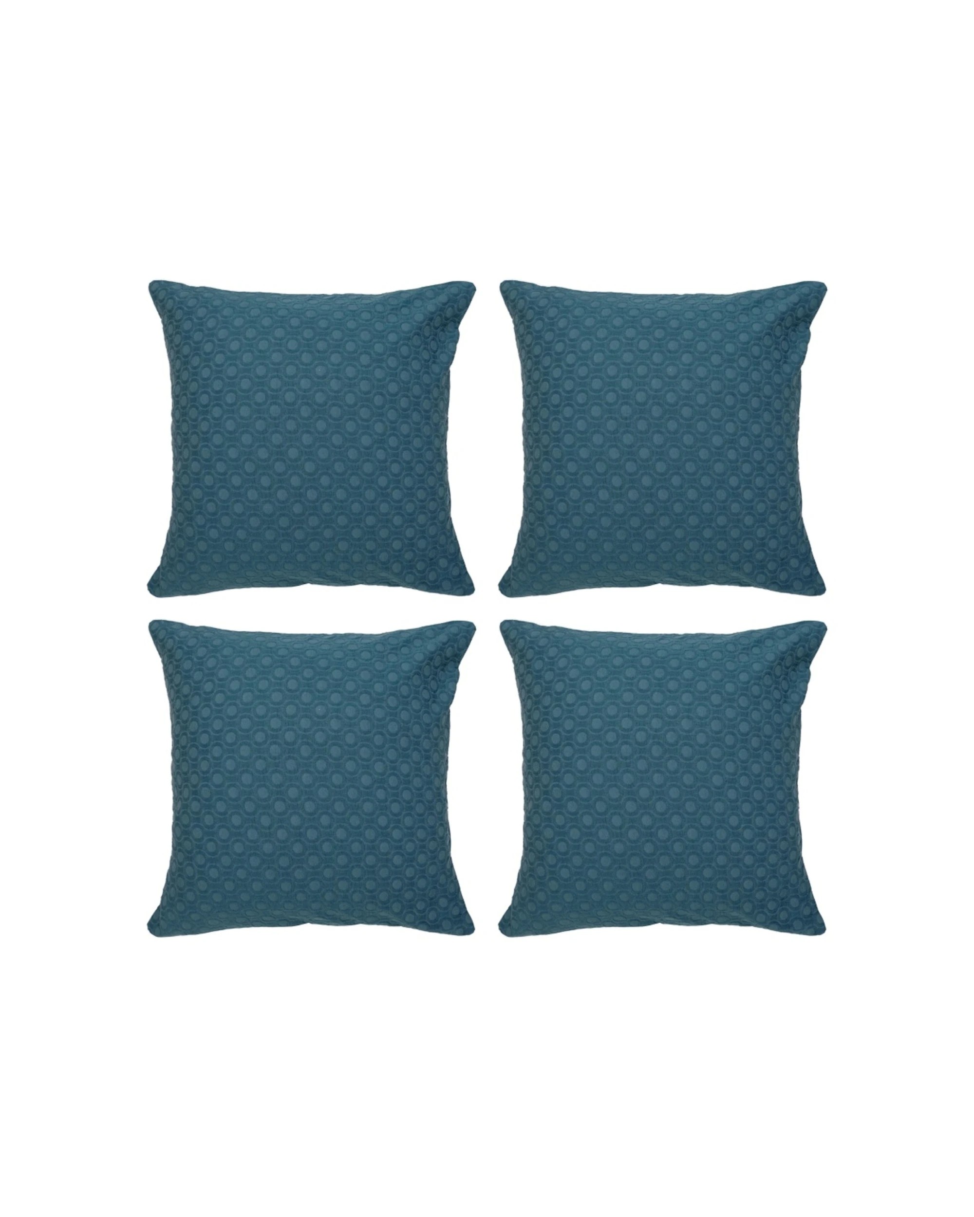 1 Bambury Luna Jacquard European Pillowcase Teal Home Bedding 4PK 65x65cm - Blue, 1 of 5