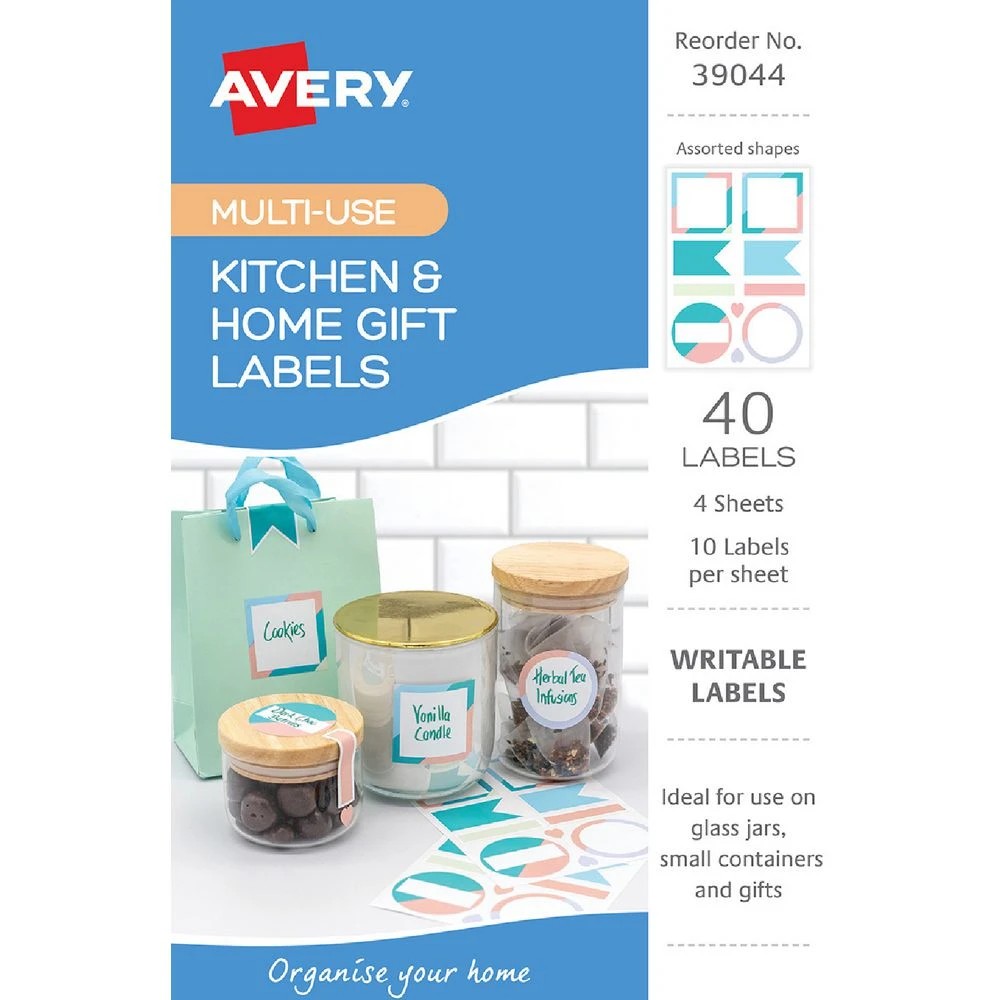 1 Avery 10UP Multi Use Kitchen Labels Pastels 4 Sheets, 1 of 5