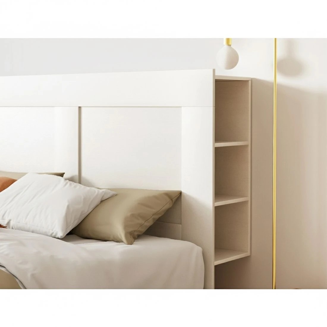 4 Artiss Bed Head Headboard King with Shelves - White, 4 of 5