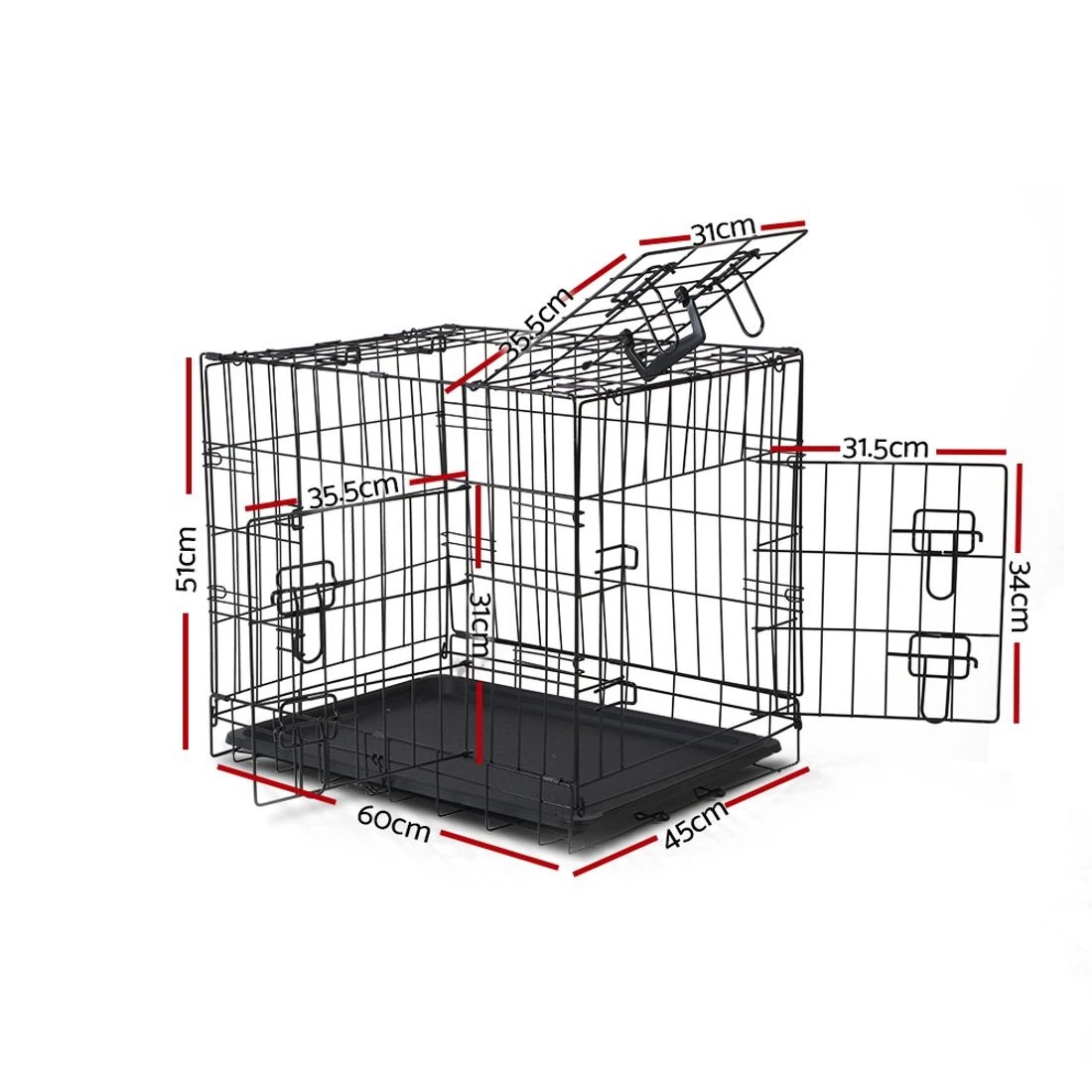 3 i.Pet 24" Dog Cage Crate Kennel 3 Doors - Black, 3 of 5