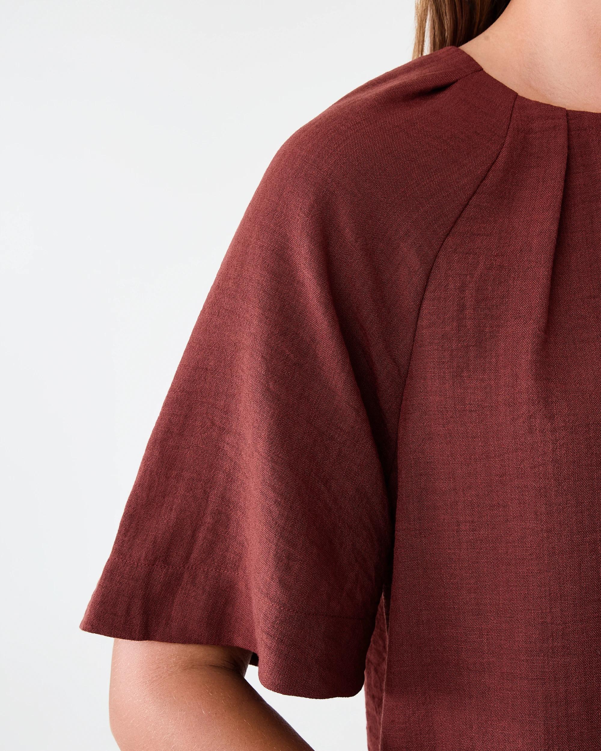 6 Short Sleeve Tuck Top Burnt Rust, 6 of 7