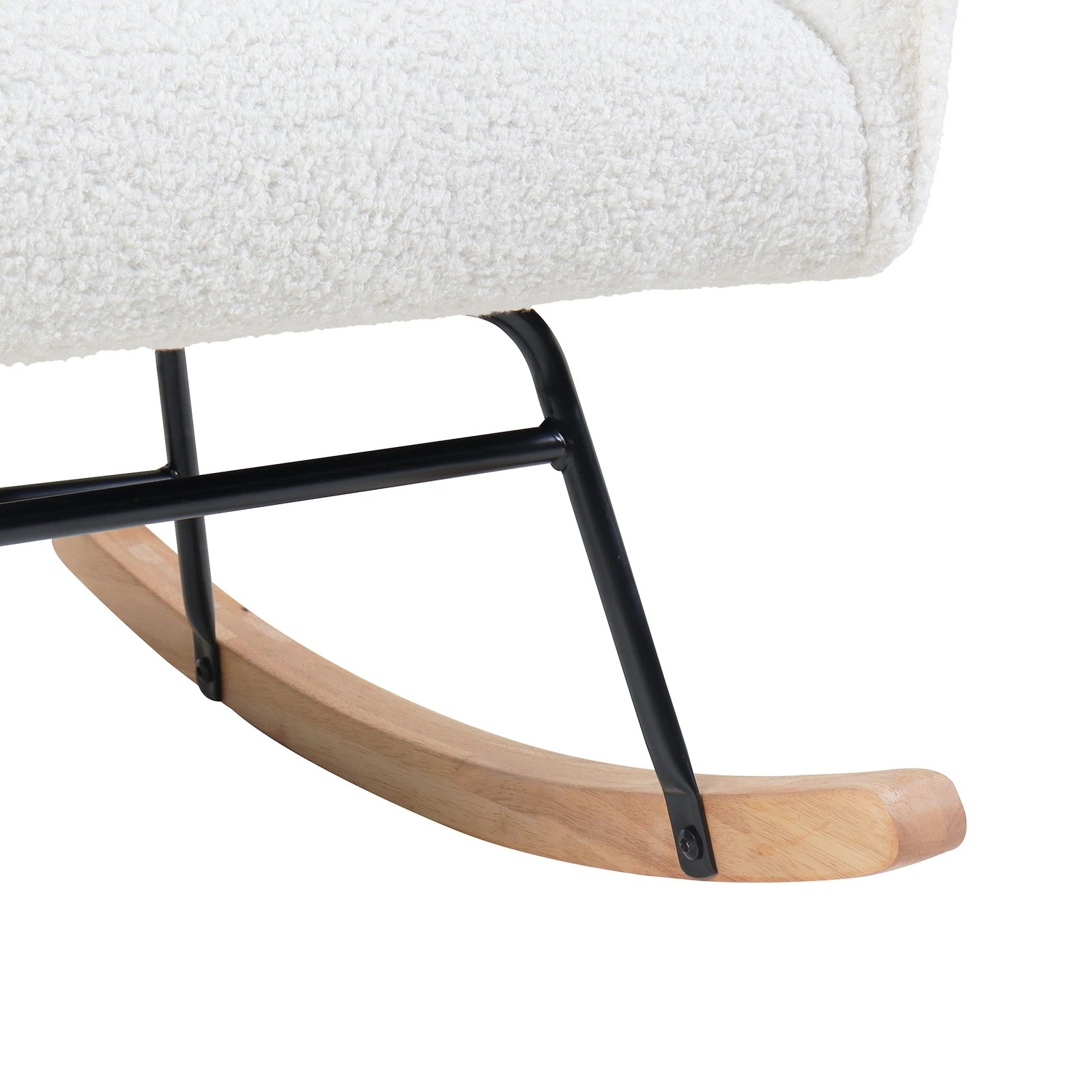 10 Oikiture Rocking Chair Nursing Armchair Sherpa Accent Chairs Upholstered - White, 10 of 10