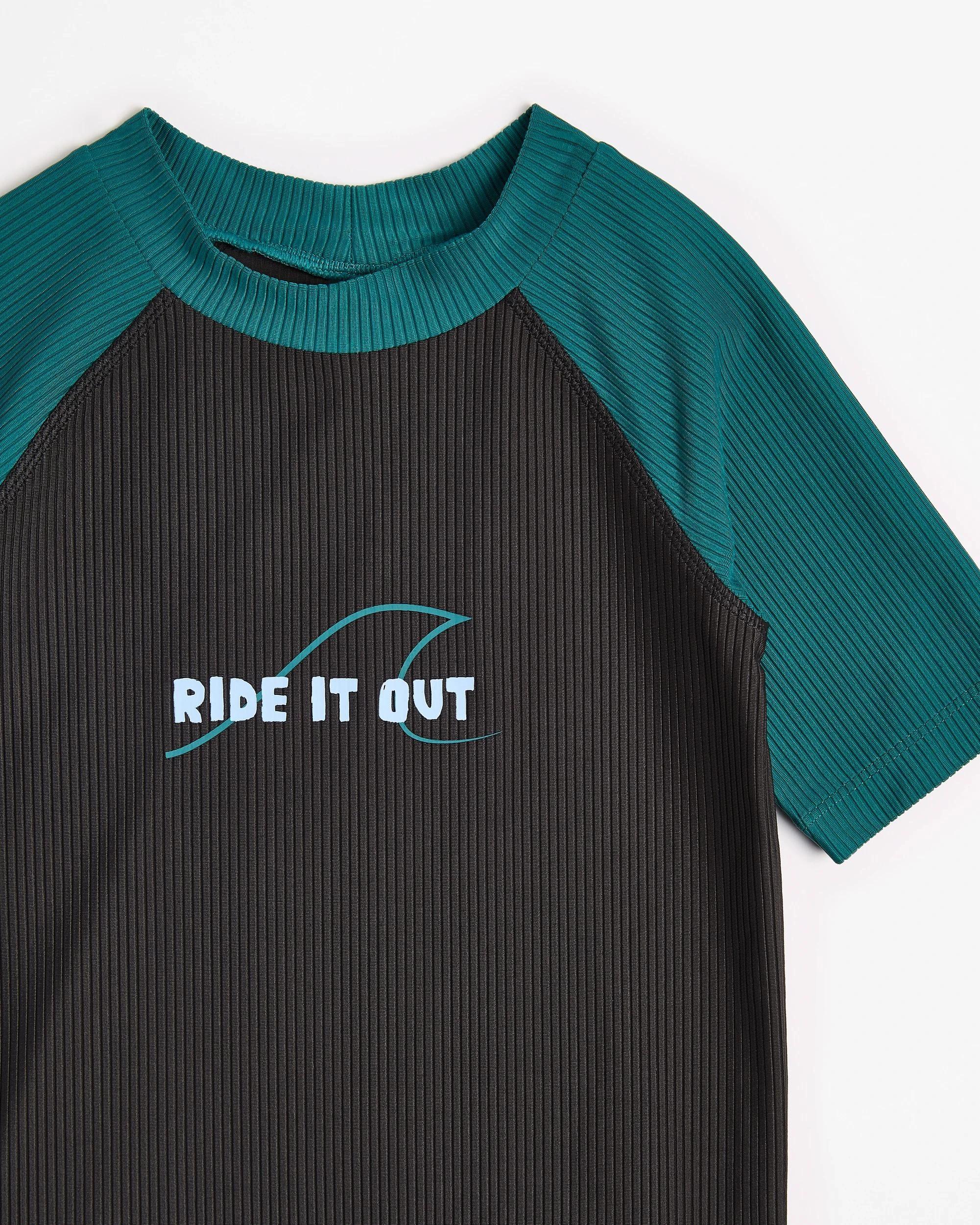 2 Target Swim Rash Vest BLACK + GREEN, 2 of 3