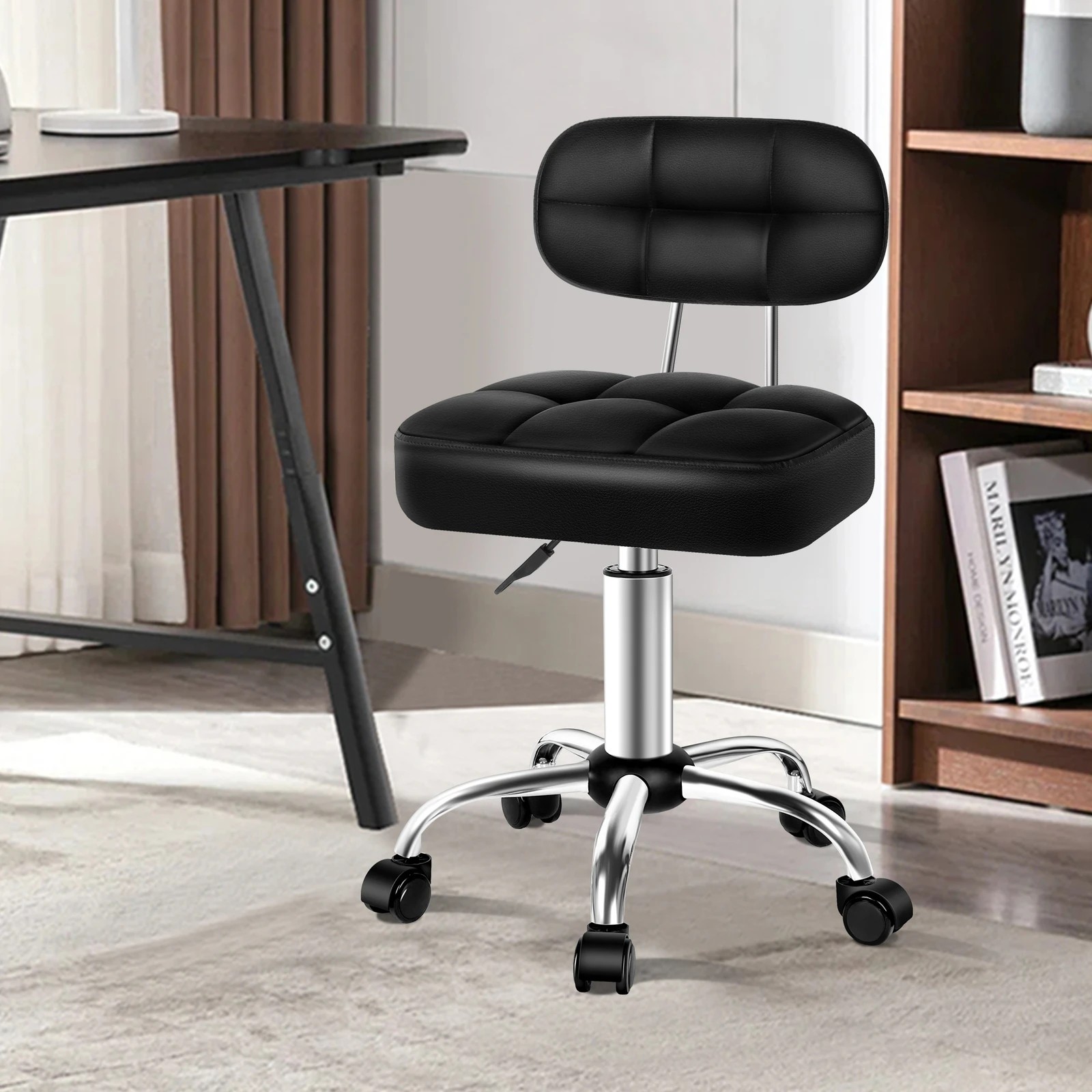 6 Alfordson Salon Stool Backrest Swivel Barber Hair Dress Chair Tufan - Black, 6 of 9