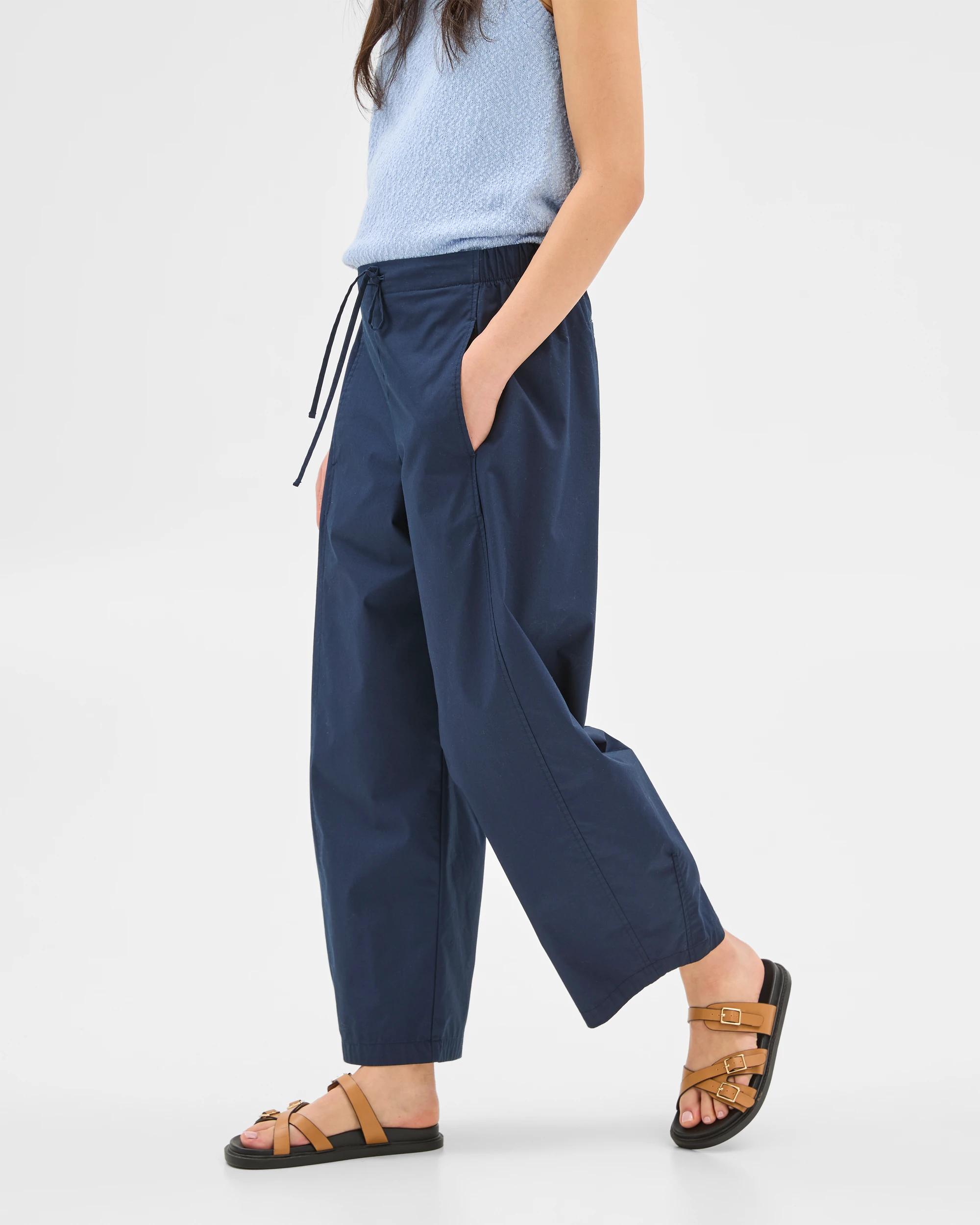 5 Target Australian Cotton Tie Waist Barrel Pants NAVY BLUE, 5 of 8