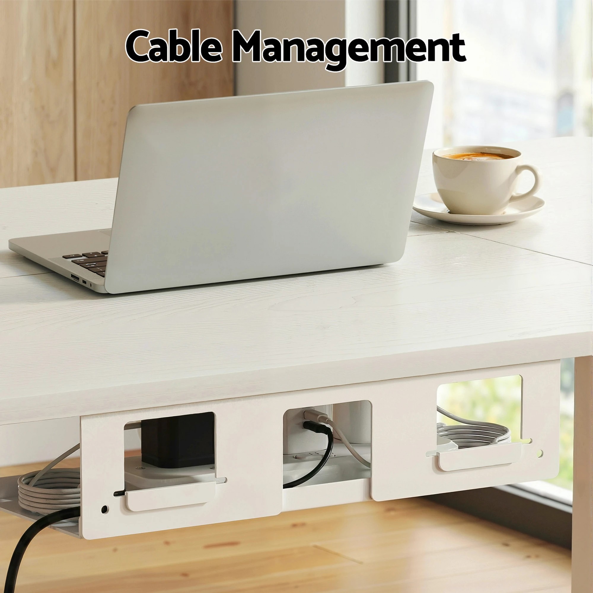 5 Artiss Electric Standing Desk 140cm Adjustable Height Motorised Home Office Desk Drawer - White, 5 of 8