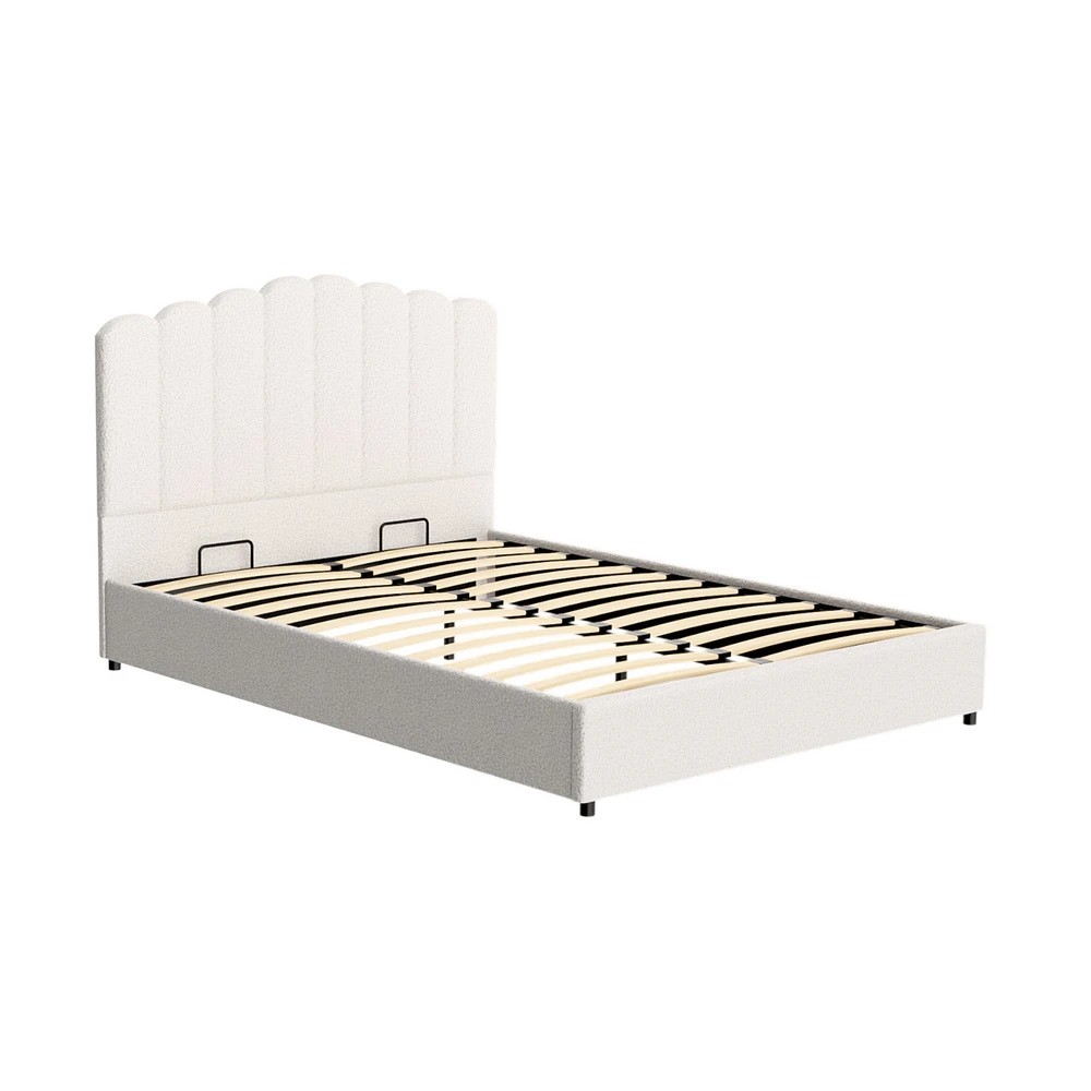 1 Artiss Bed Frame Queen Size Boucle FION - White, 1 of 5