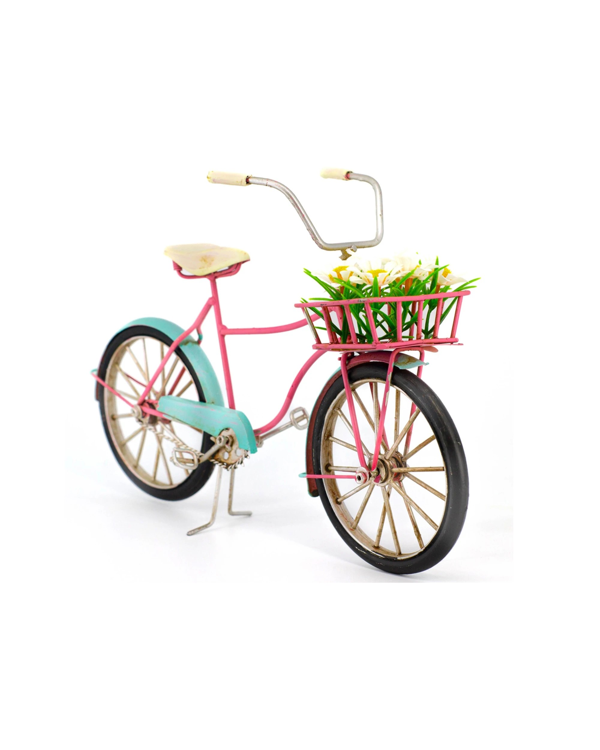 1 Boyle Metal Display Bicycle With Flower Basket Ornament Home Decor 31cm - Multi, 1 of 3