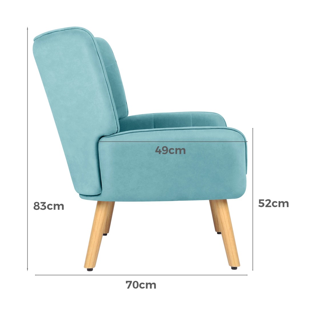 7 Alfordson Armchair Accent Chair Upholstered Lounge Sofa Tub Couch Velvet - Blue, 7 of 9