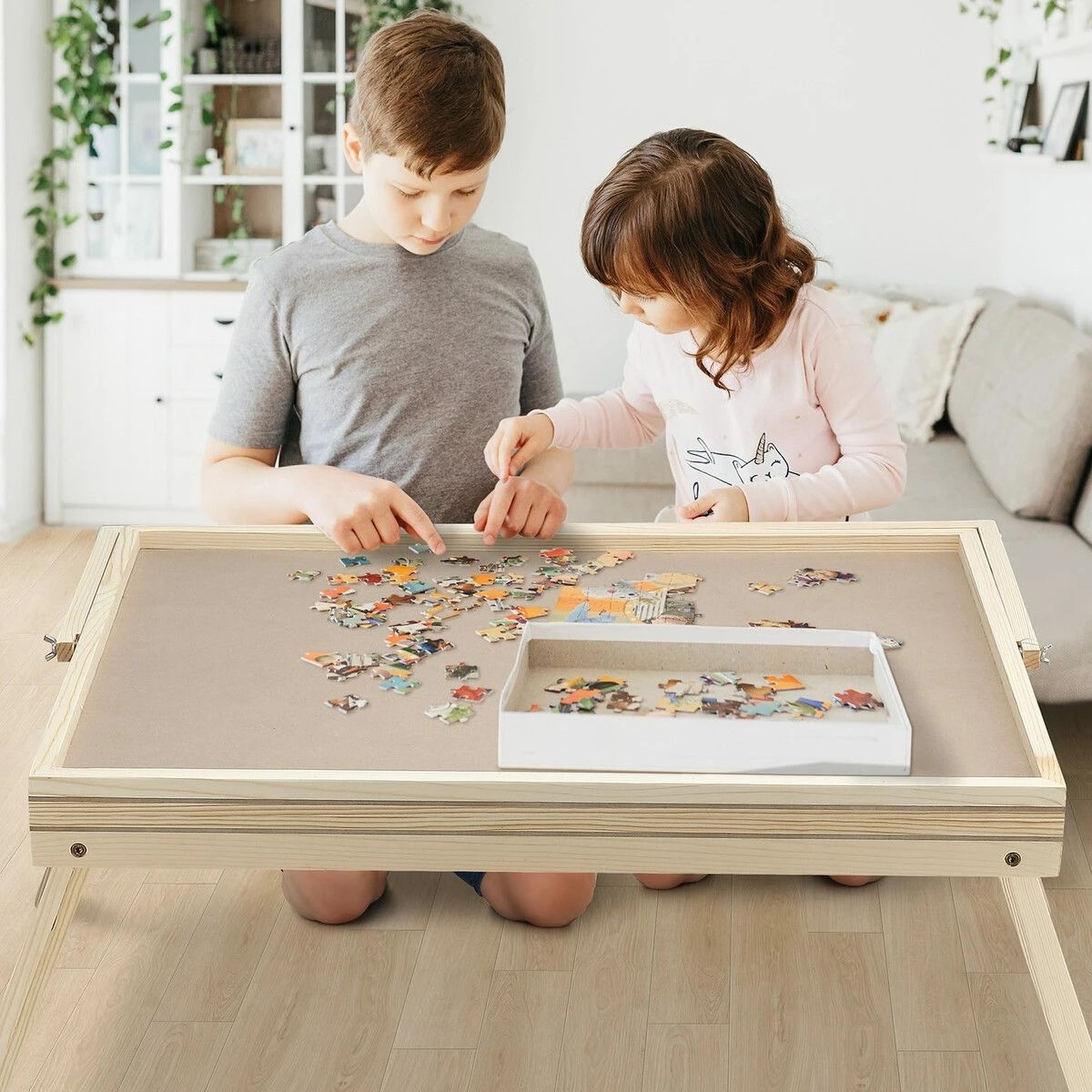 2 AUSWAY 1000pcs Jigsaw Puzzle Table Board Tray Wooden Games, 2 of 7