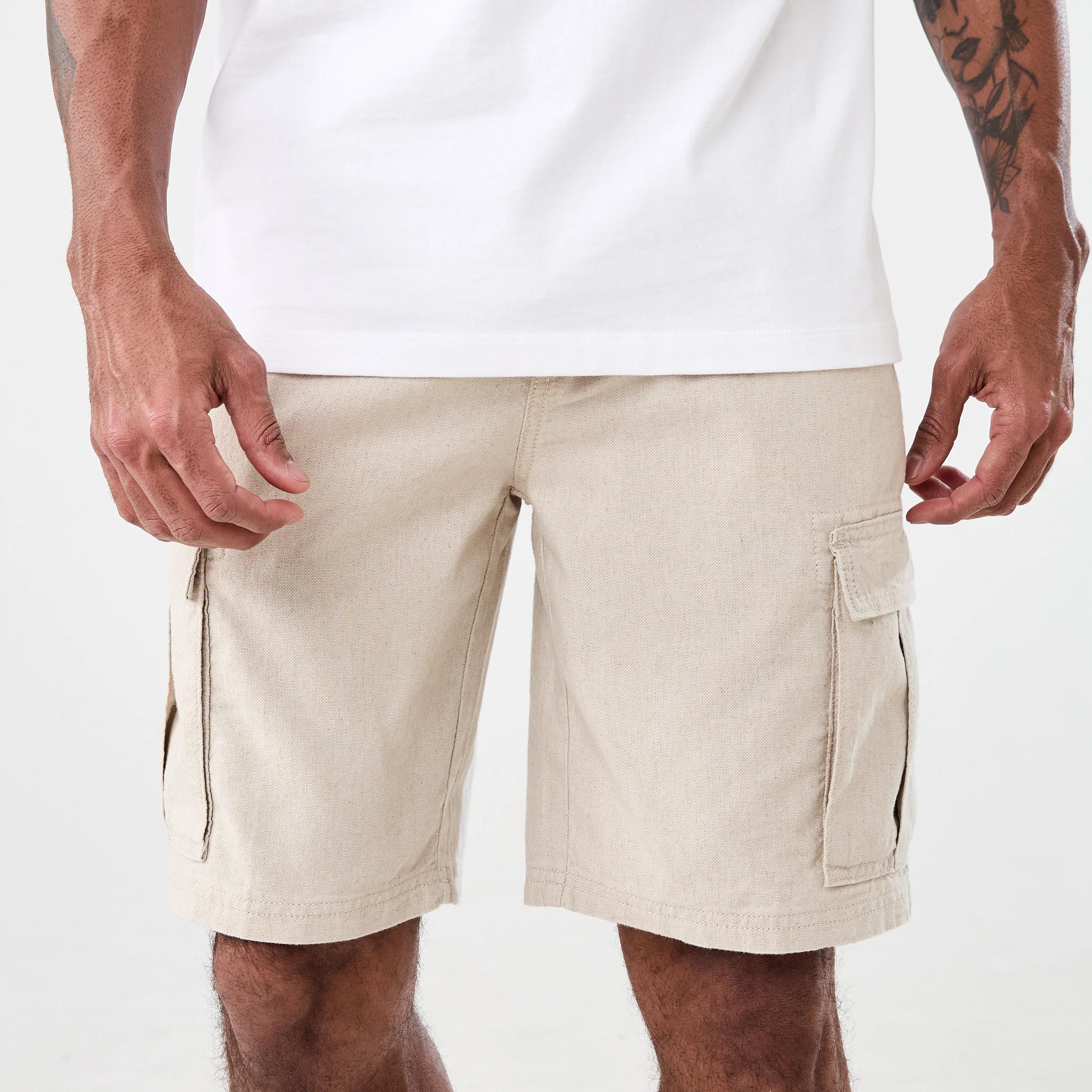 1 Cotton Linen Cargo Shorts NATURAL YD, 1 of 7