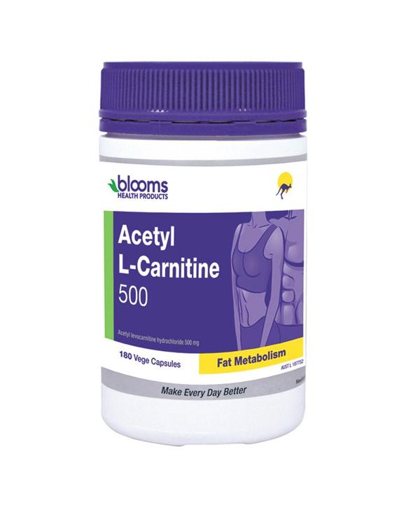 Blooms 180pc Acetyl L-Carnitine 500mg Fat Metabolism Brain Support Capsules
