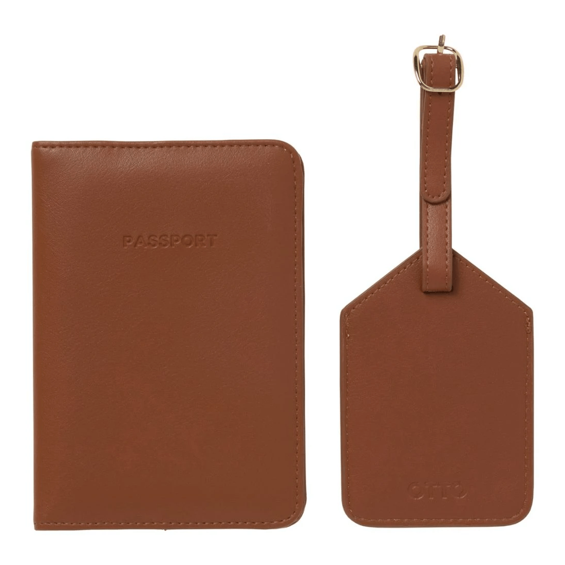 1 Otto Luggage Tag and Passport Holder Set Tan, 1 of 3