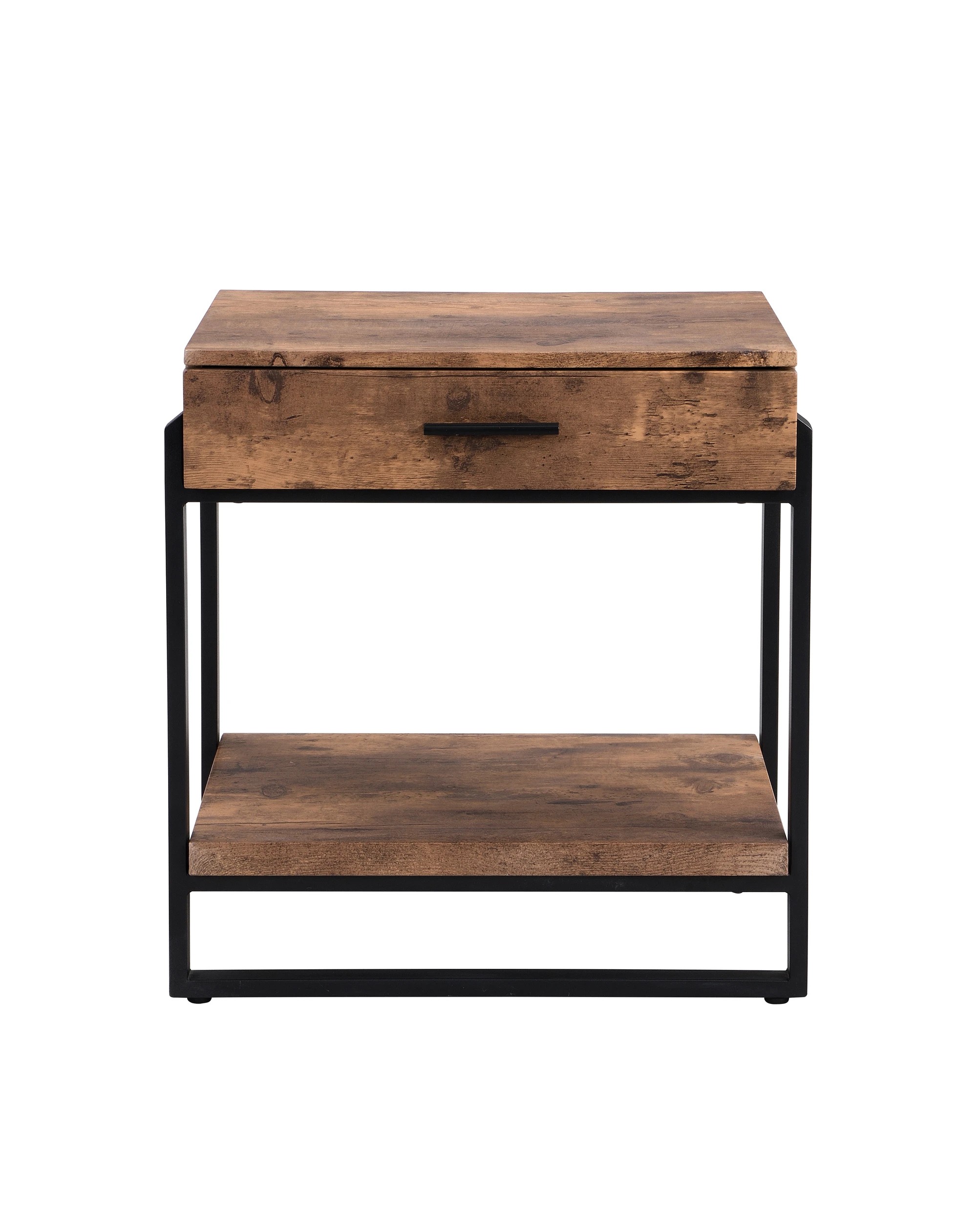 1 IHOMDEC Industrial Nightstand Side Table with Drawer and 2 Shelves, 1 of 5