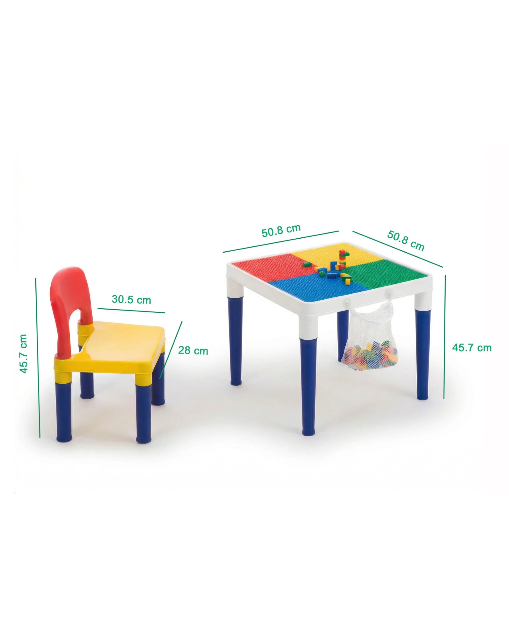 7 GEM Toys Children's 2-in-1 Building Blocks Table & Chairs Set w/ 100 Blocks, 7 of 8