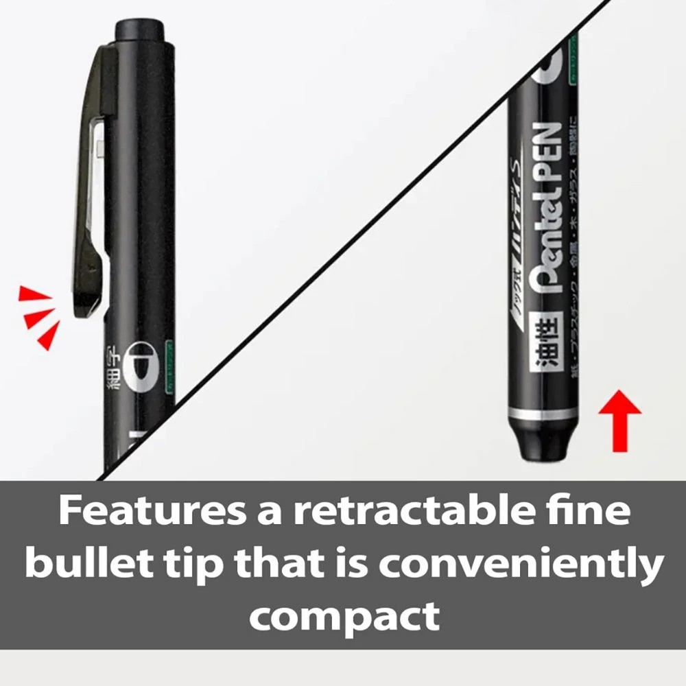 5 Pentel Retractable Permanent Marker Black 2 Pack, 5 of 7