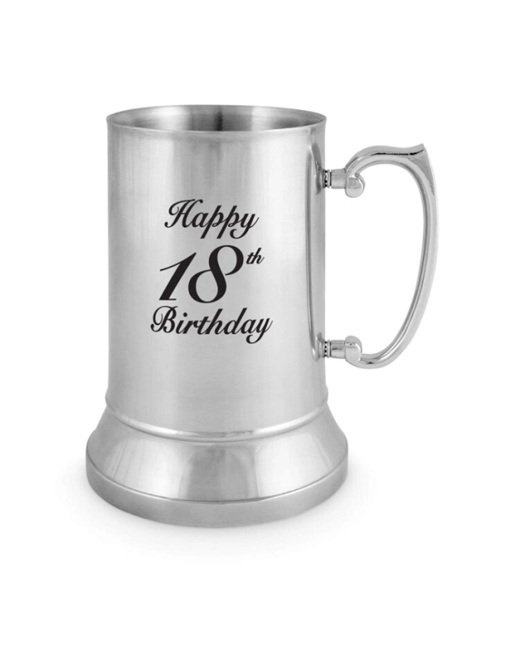 3 Metal Beer Happy 18th Birthday Stainless Steel Drinking Cup W/handle 530ml - Silver, 3 of 3