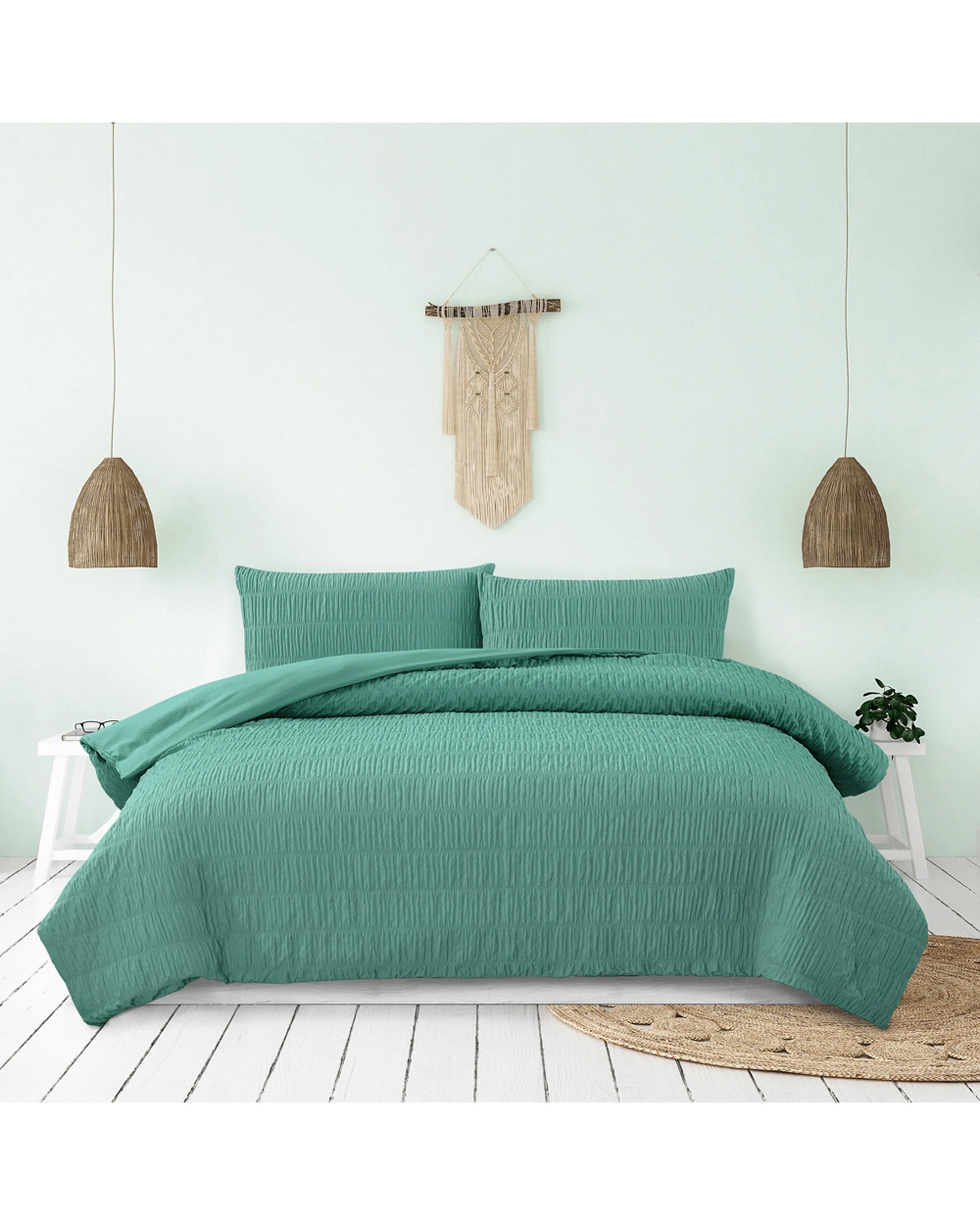 1 Ardor Boudoir Queen Tuscan Ruched Fabric Polyester Quilt Cover Set - Blue, 1 of 1