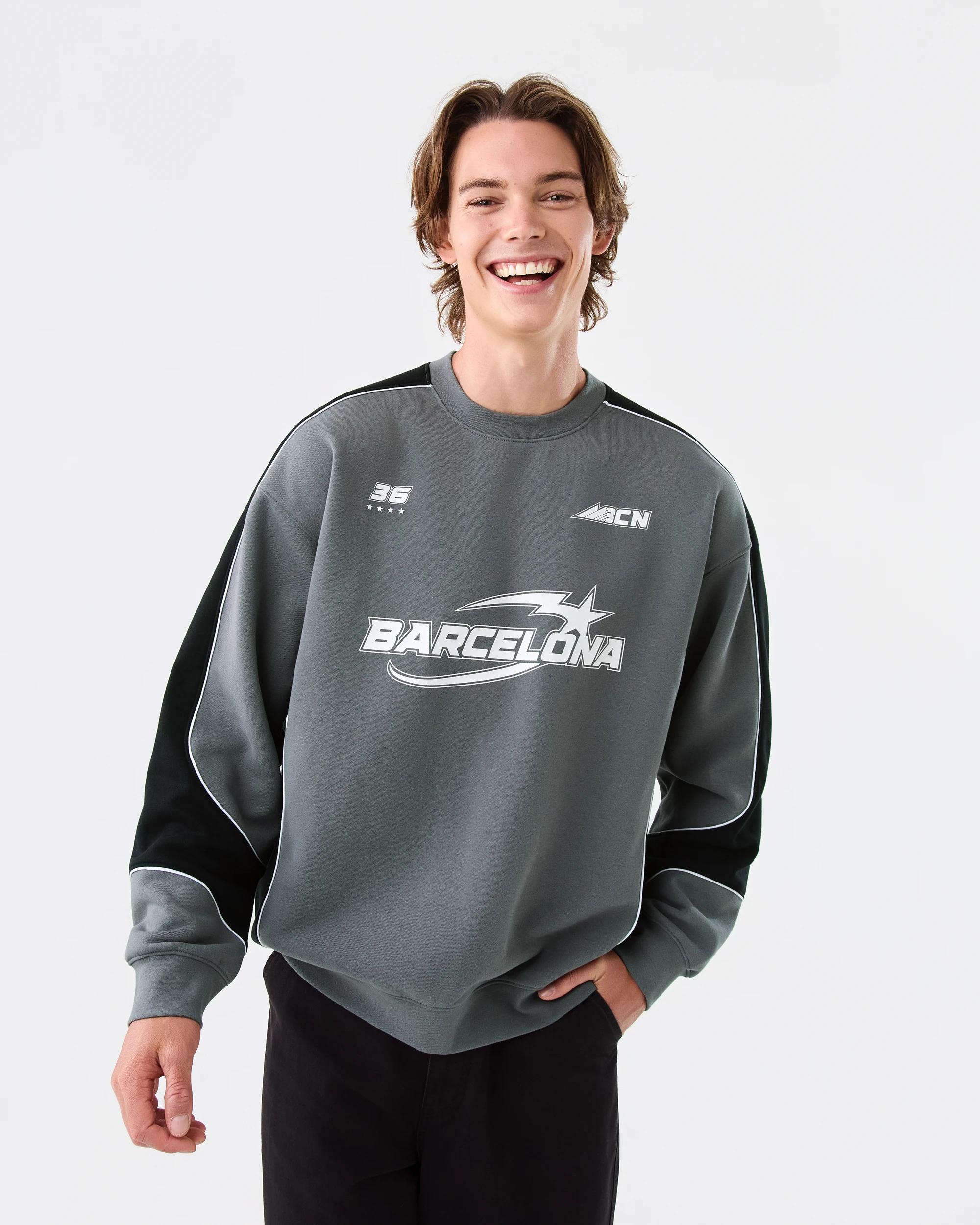 1 Spliced Crew Neck Sweatshirt Gry Brclna, 1 of 9