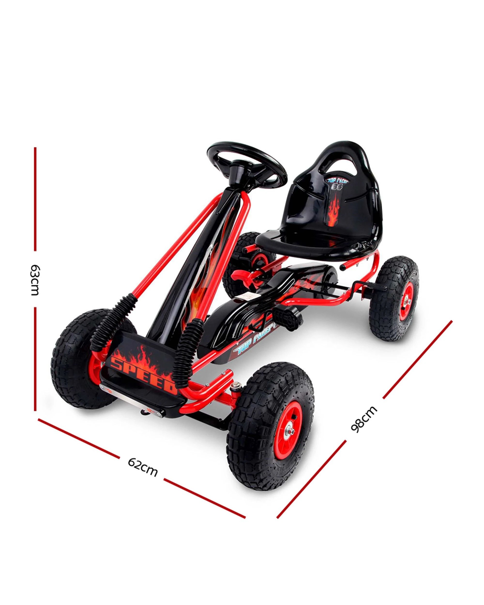 2 Rigo Kids Pedal Go Kart Ride On Toys Racing Car Rubber Tyre - Red, 2 of 6