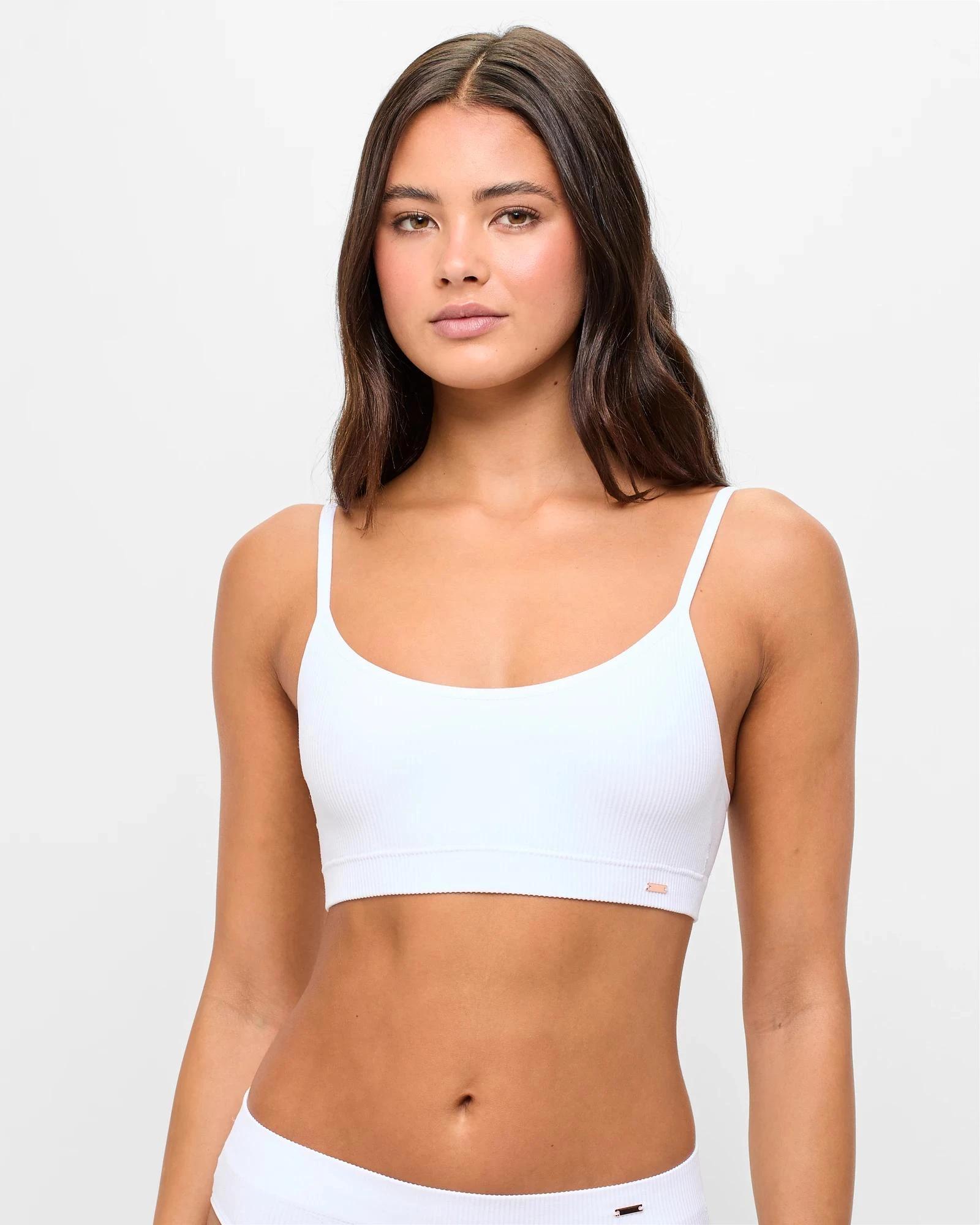 1 Lily Loves Ribbed Seamfree Strappy Crop Top WHITE, 1 of 4