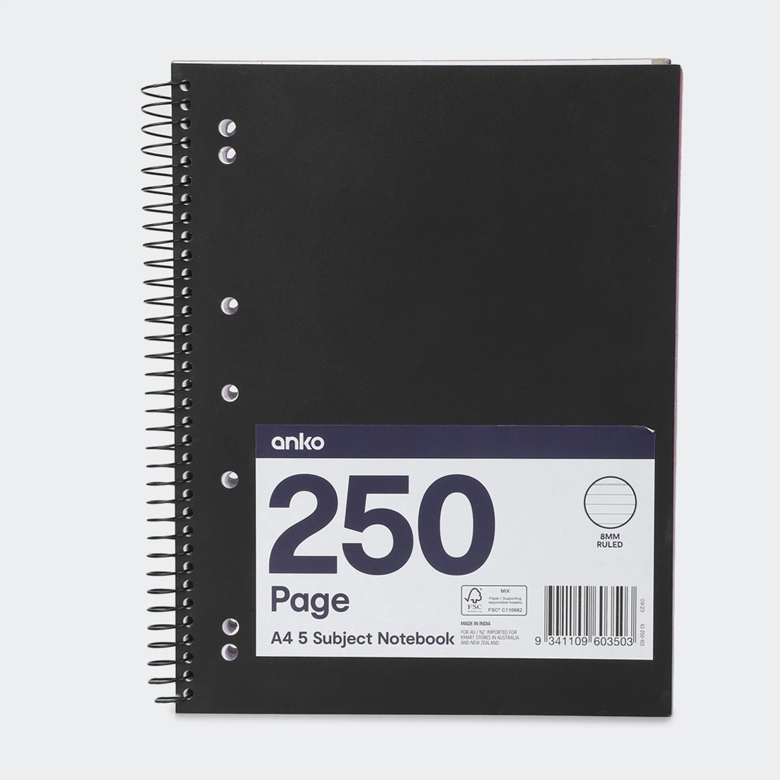 1 250 Page A4 5 Subject Notebook - Black, 1 of 5