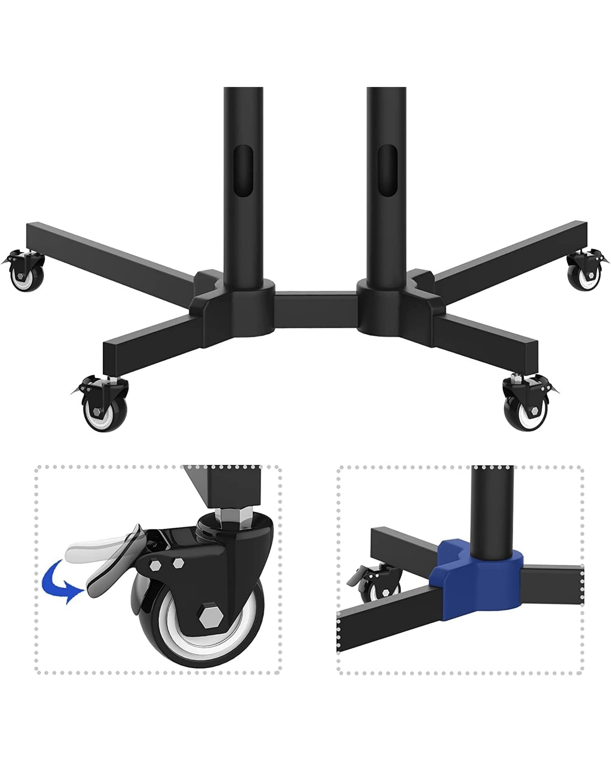 4 Advwin Mobile Tv Stand With Laptop Shelf and Wheels For 32"-65" Adjustable Height, 4 of 9