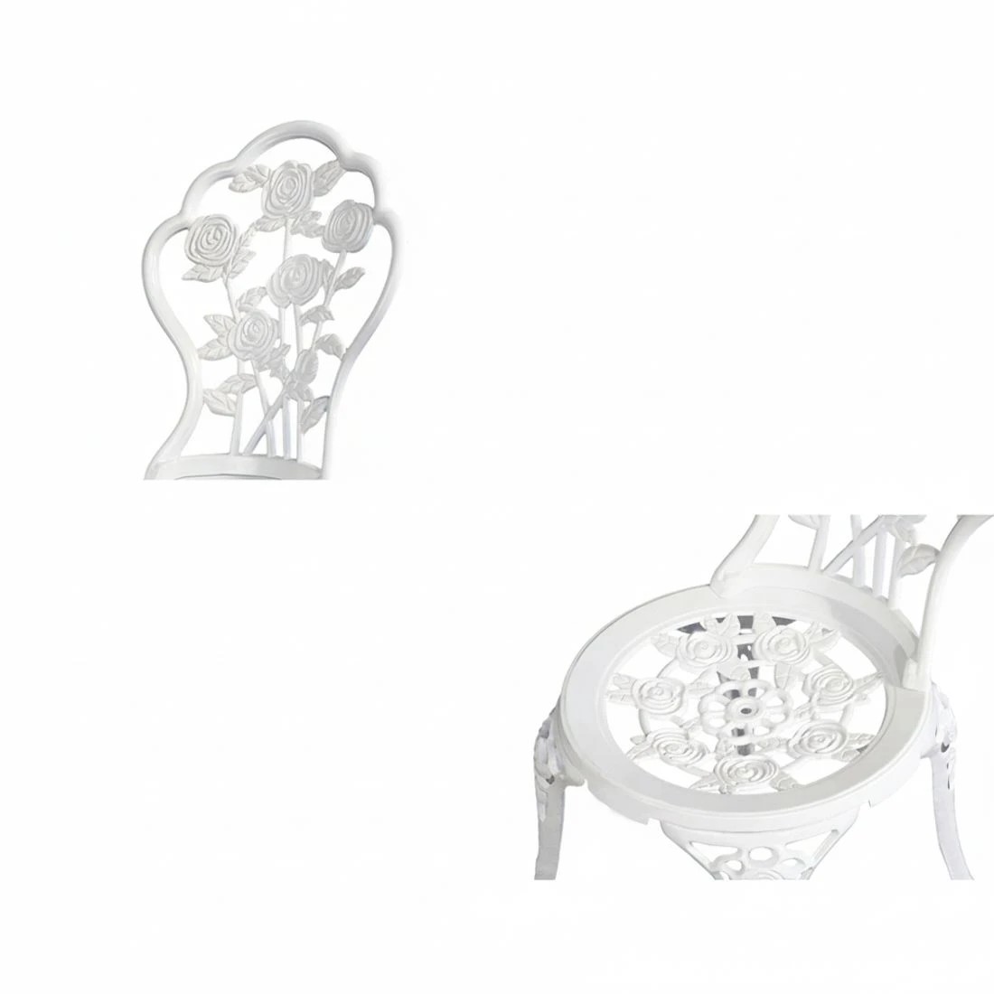 4 Gardeon 3PC Outdoor Setting Bistro Set Chairs Table Cast Aluminum Patio Furniture - White, 4 of 7