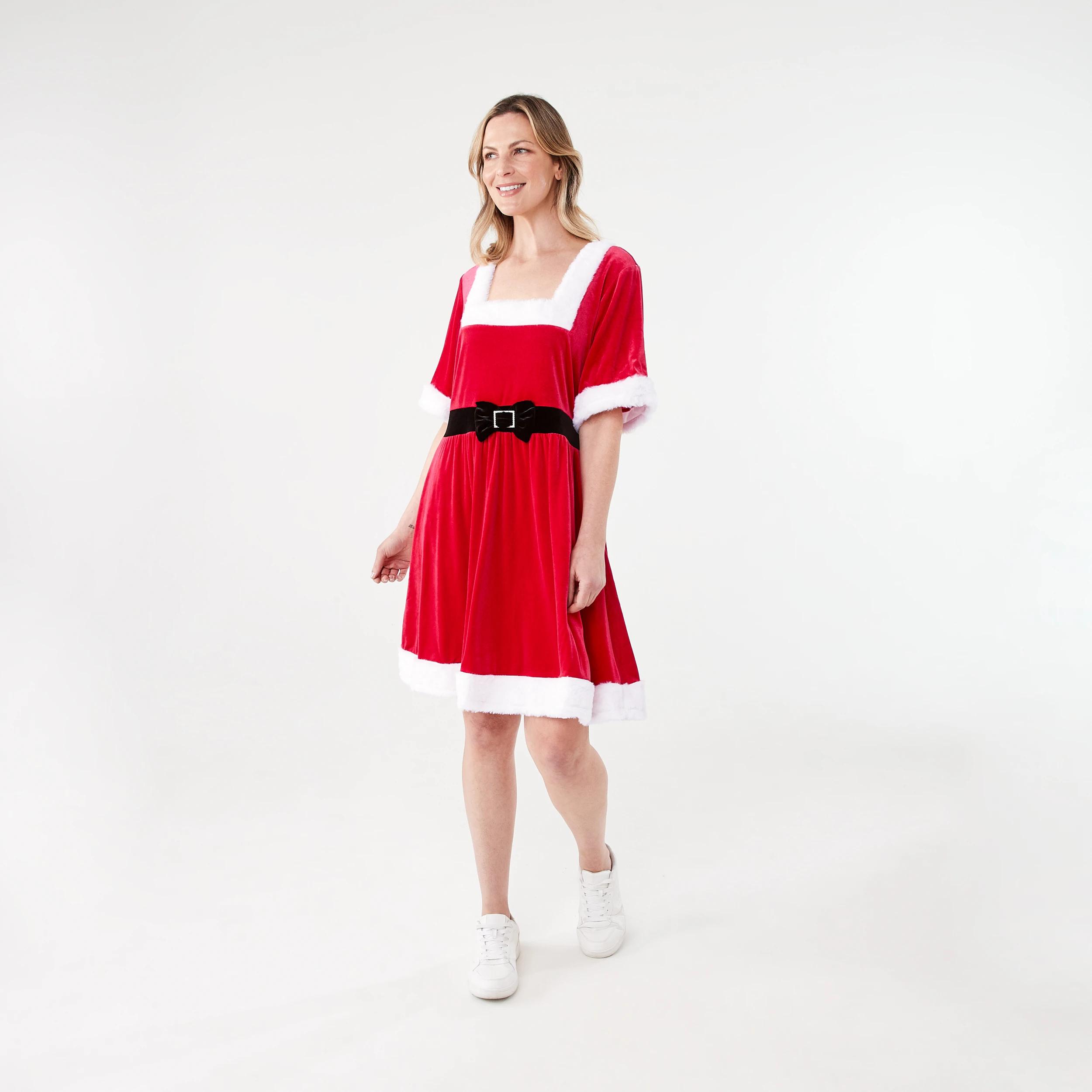 7 Short Sleeve Knit Christmas Mini Dress Strawberry, 7 of 7
