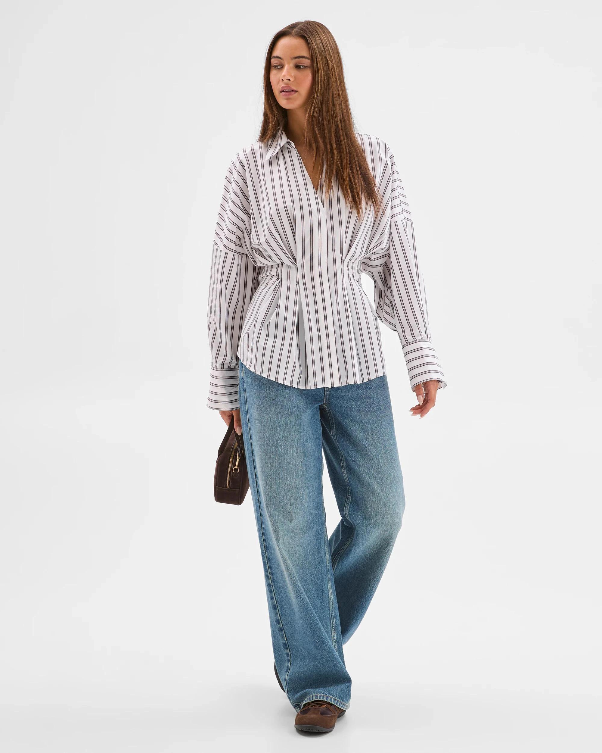 5 Lily Loves Australian Cotton Poplin Cinched Waist Shirt CHOCOLATE, 5 of 6