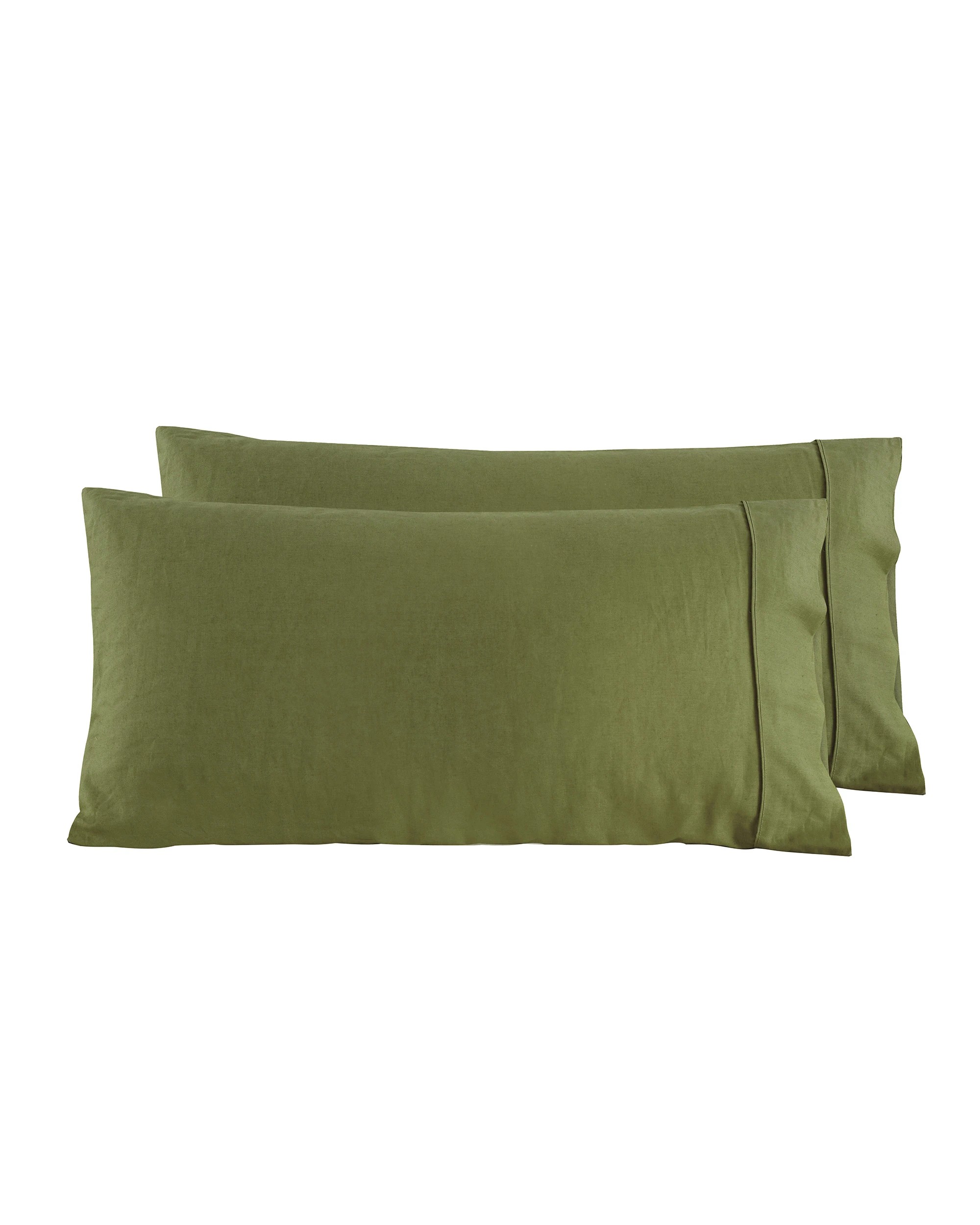 4 Dreamaker Linen Cotton King Pillowcase Twin Pack - Olive, 4 of 5