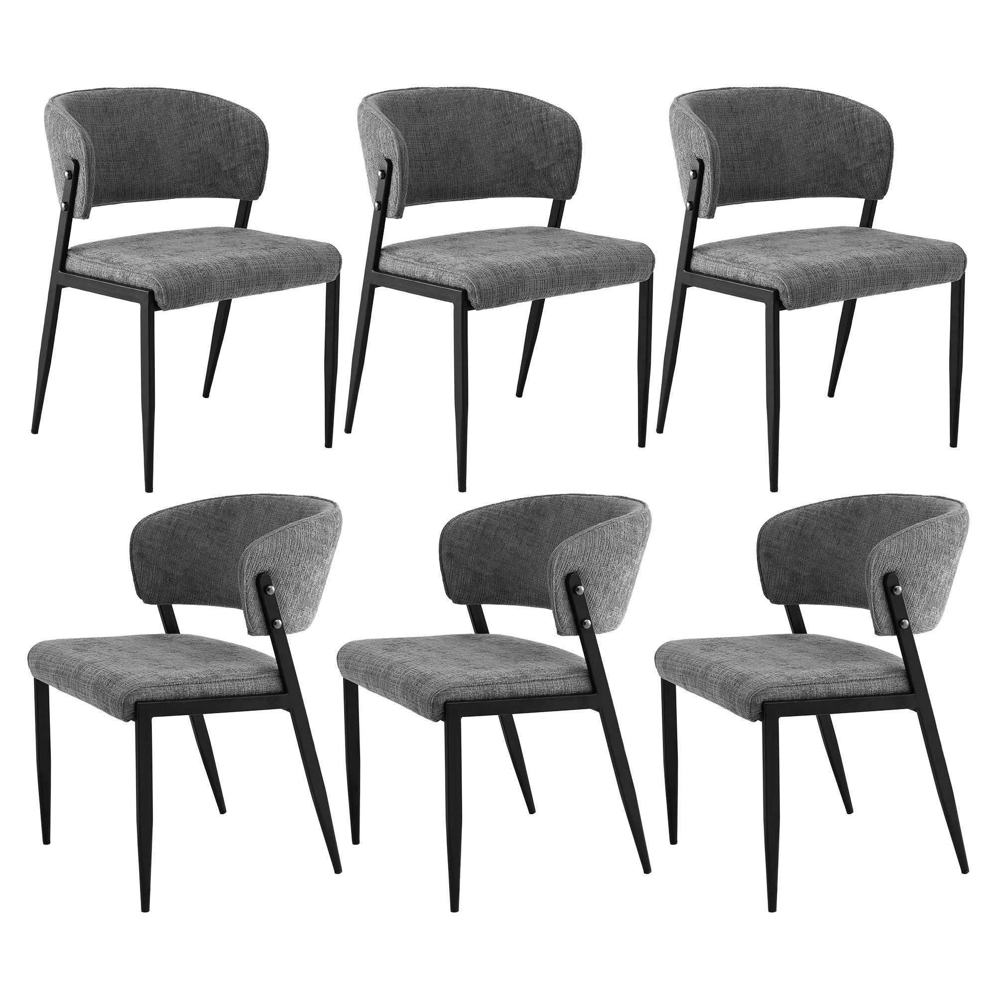 1 Artiss Dining Chairs Set of 6 Linen Fabric Soft Upholstered Chairs - Grey, 1 of 9