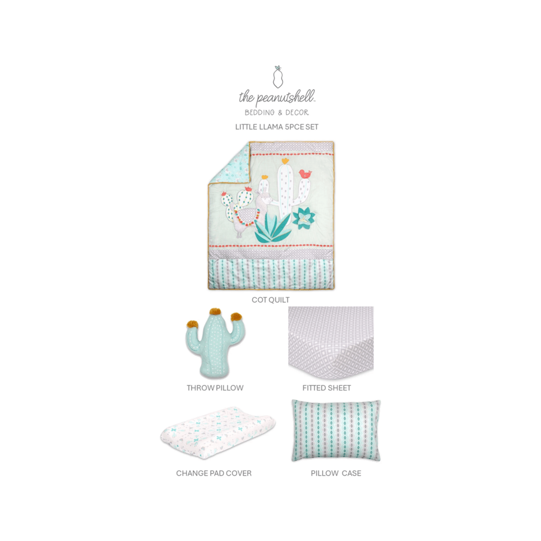 2 5pc The Peanutshell Little Llama Cotton Cot Bedding Sheet Set
 - Multi, 2 of 8