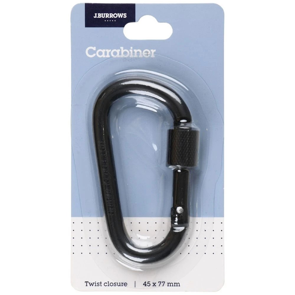 1 J.Burrows Twist Closure Carabiner Black, 1 of 4