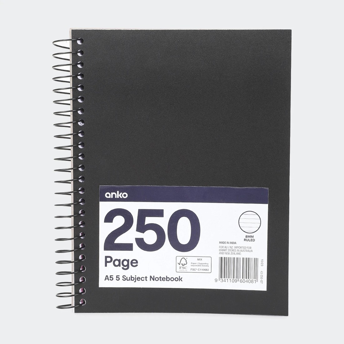 1 A5 5 Subject Notebook - Black, 1 of 5