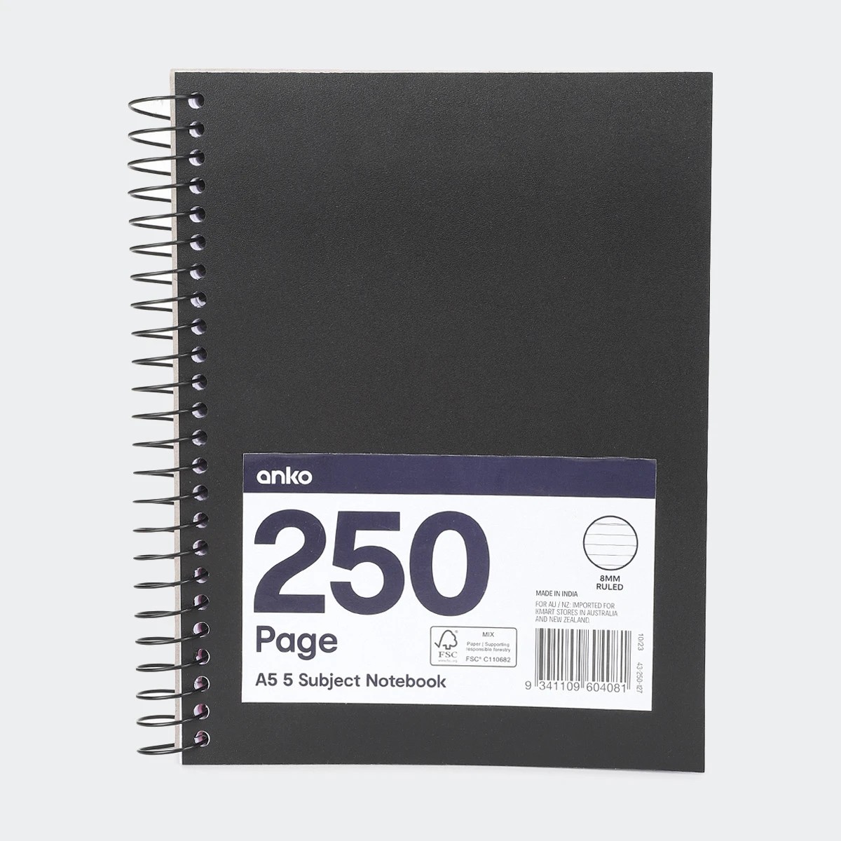 1 A5 5 Subject Notebook - Black, 1 of 5